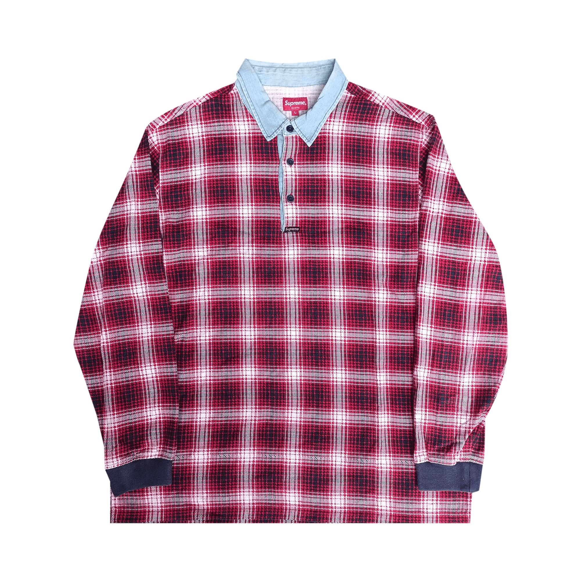 Pre-owned Supreme Shadow Plaid Rugby 'red' | Men's Size S