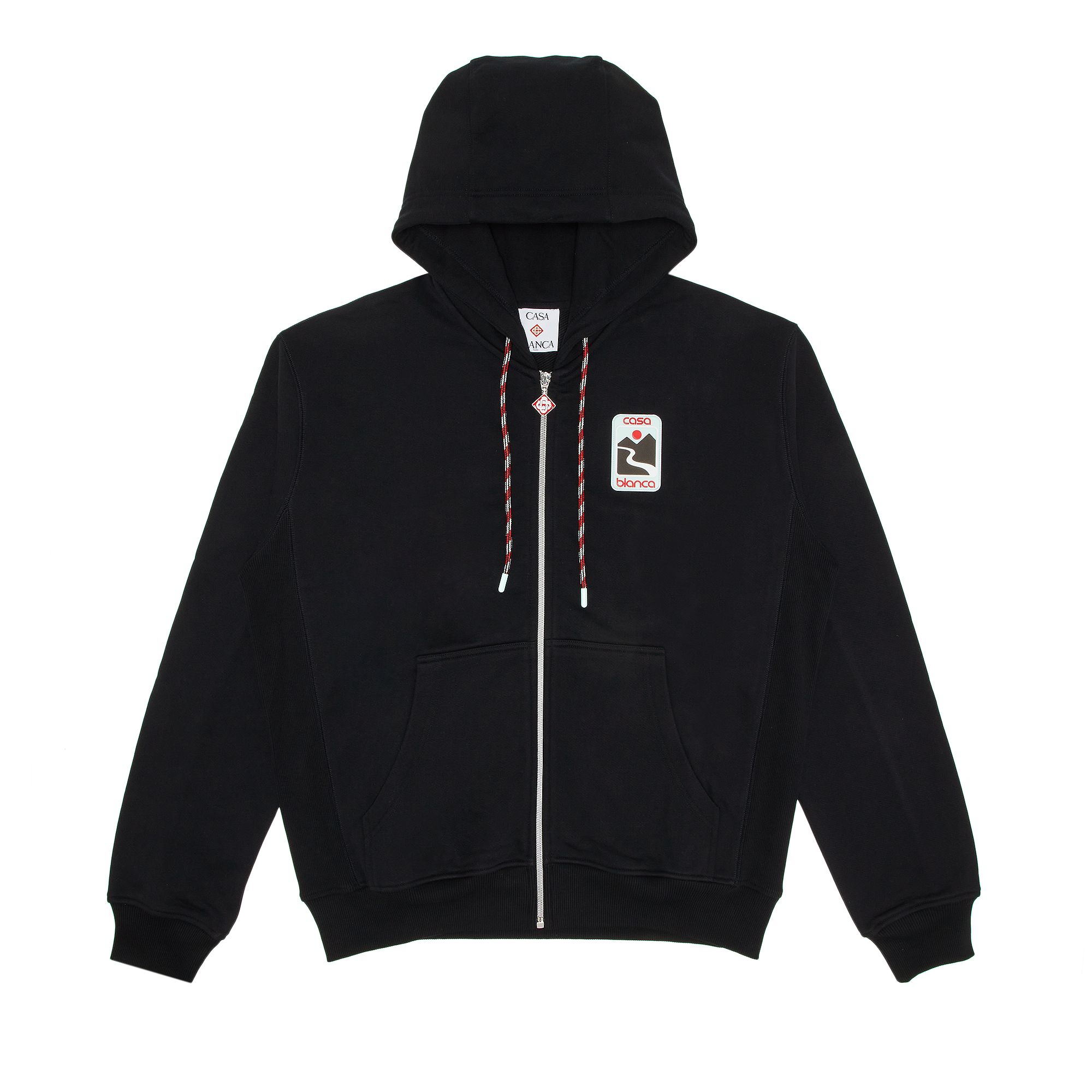 Pre-owned Casablanca Sunset Valley Rubber Patch Zip-through Hoodie 'black' | Men's Size M