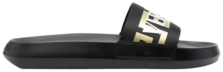 Versace Greca Logo Slide Black Gold White