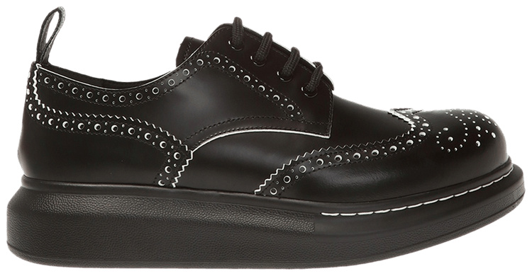 Alexander McQueen Wmns Derby Flat Black White