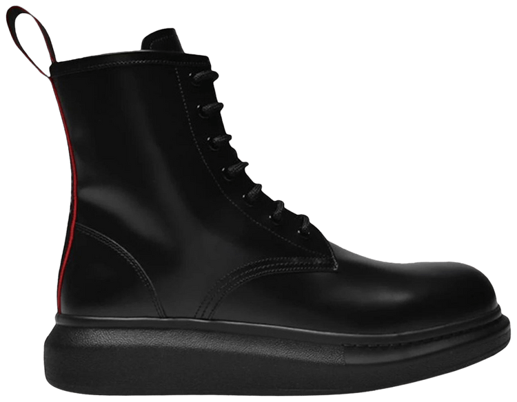 Alexander McQueen Hybrid Lace Up Chelsea Boot Black Red
