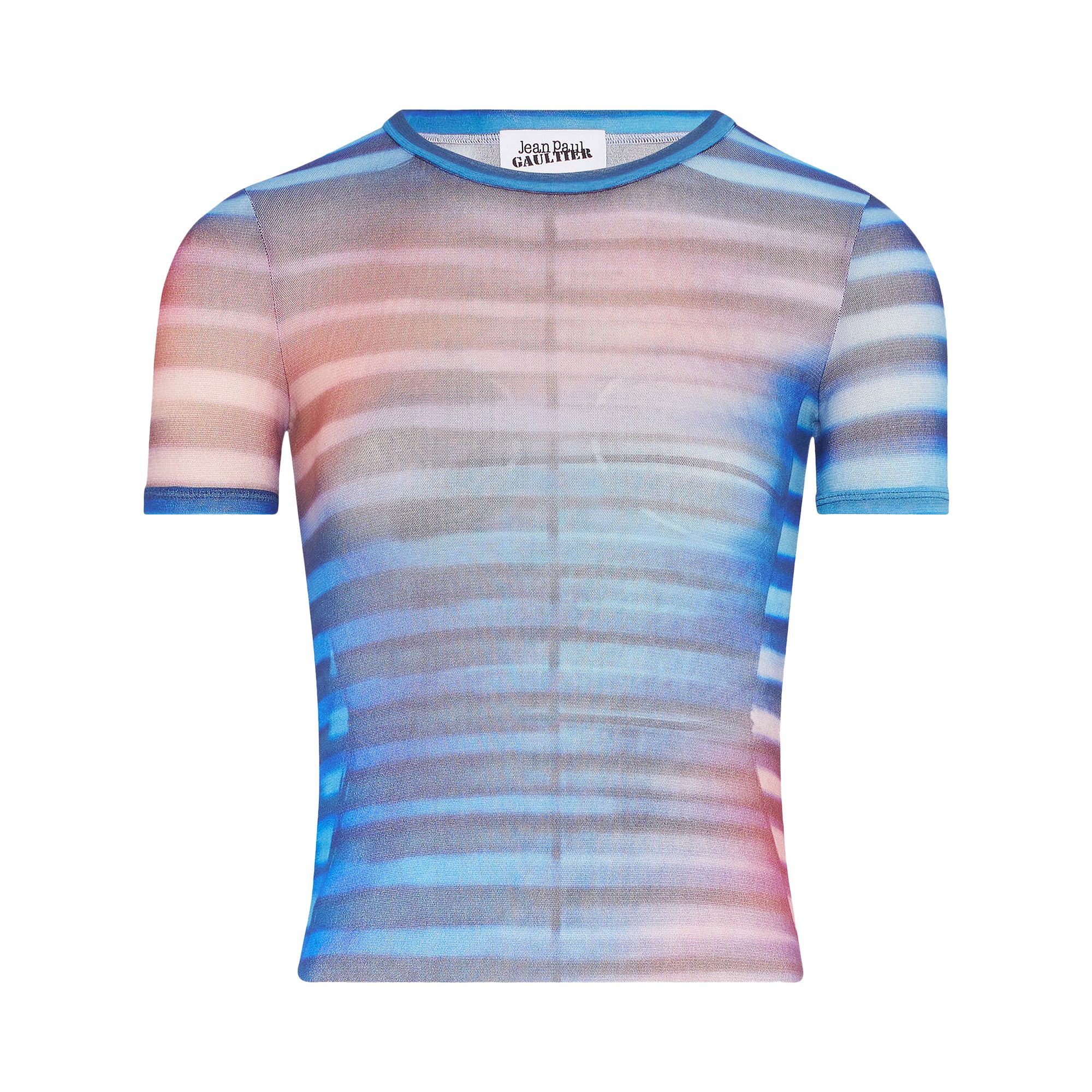 Pre-owned Jean Paul Gaultier Air Printed Tee 'light Blue/blue/peach' | Women's Size Xs