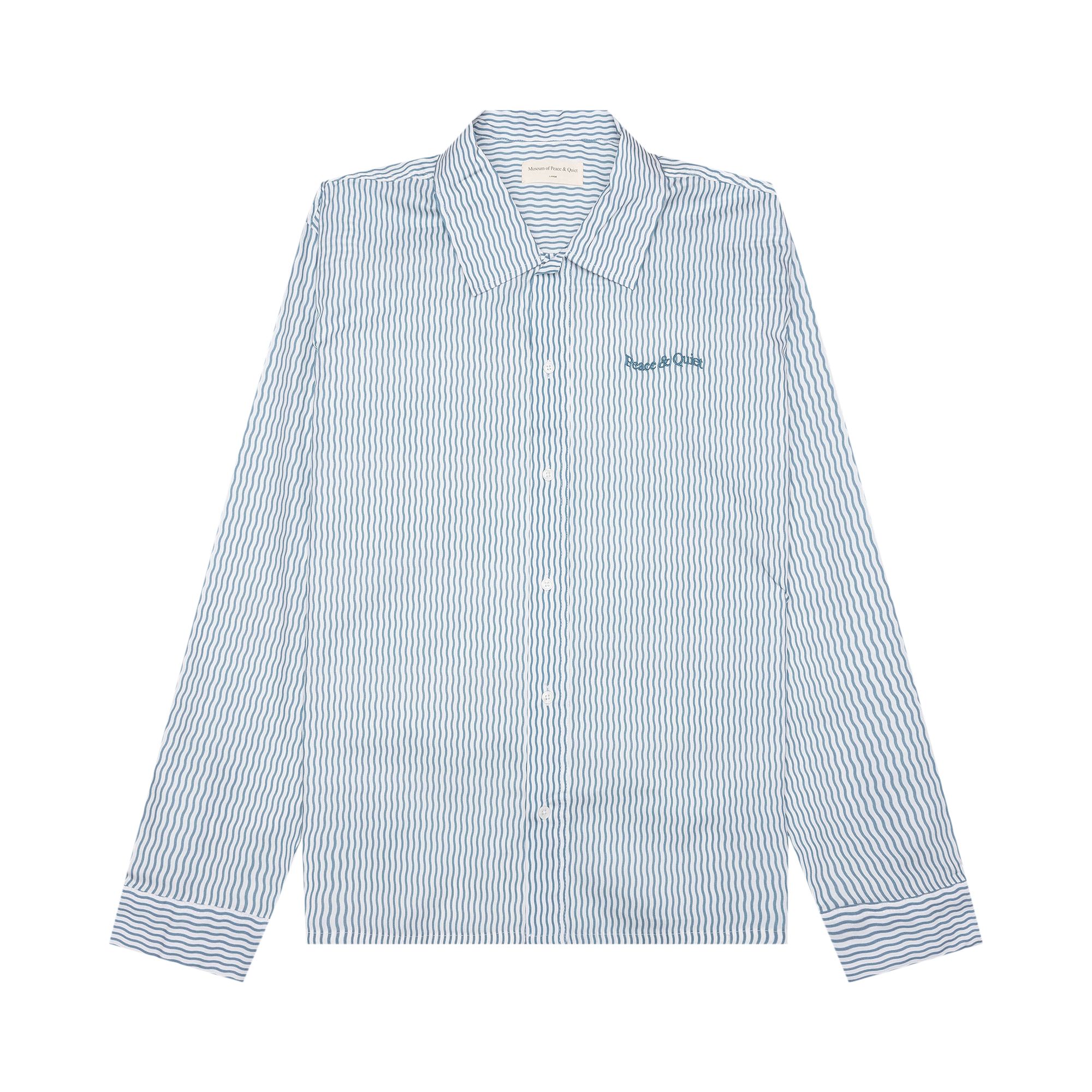 Pre-owned Museum Of Peace And Quiet Museum Of Peace & Quiet Wordmark Poplin Button-up 'baby Blue' | Men's Size M