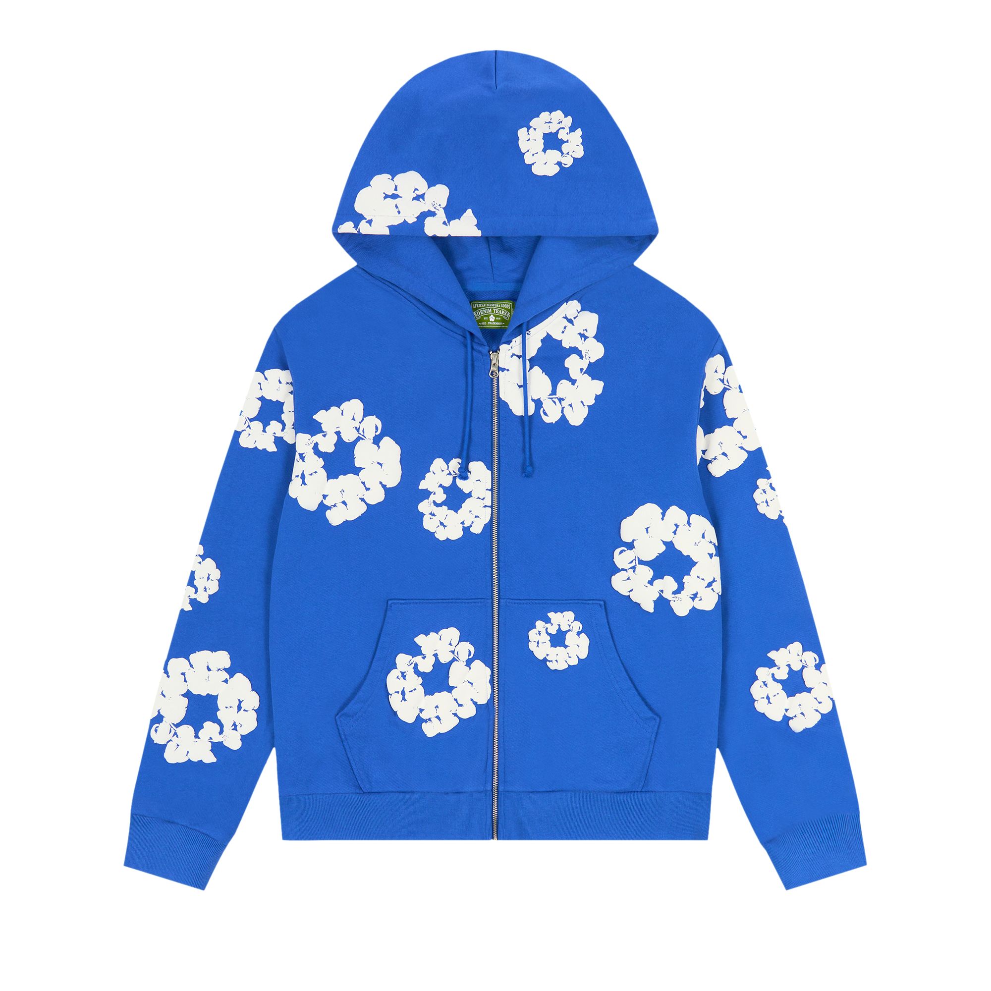 Pre-owned Denim Tears Cotton Wreath Zip Hoodie 'blue' | Men's Size M