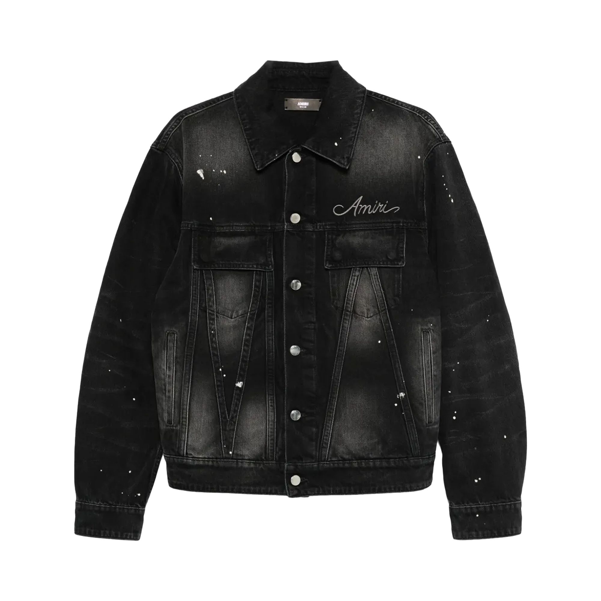 Pre-owned Amiri Bleach Bandana Denim Jacket 'faded Black' | Men's Size L