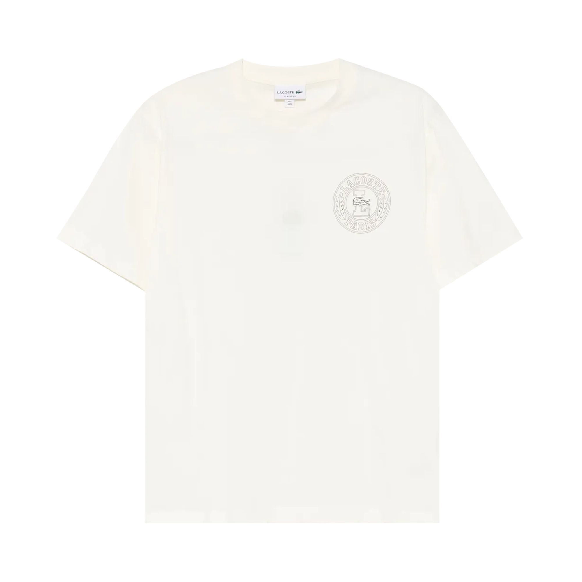 Pre-owned Lacoste Badge Jersey T-shirt 'crystal' | Cream | Men's Size 5 In White