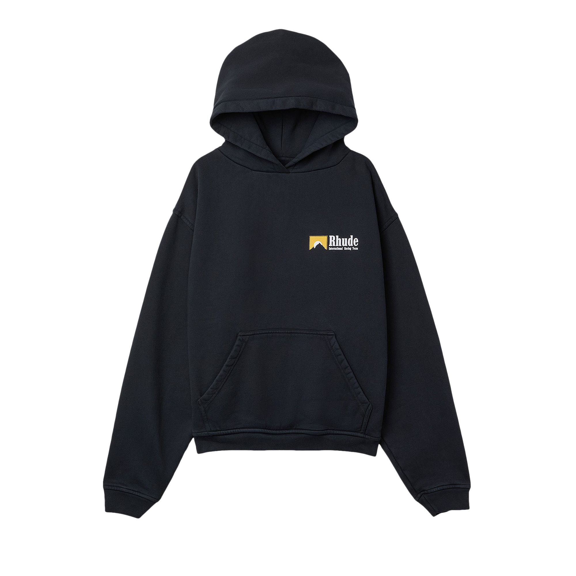 Click to view more detailed imagery on our partner's website Pre-owned Rhude International Racing Logo Hoodie 'vintage Black' | Men's Size L