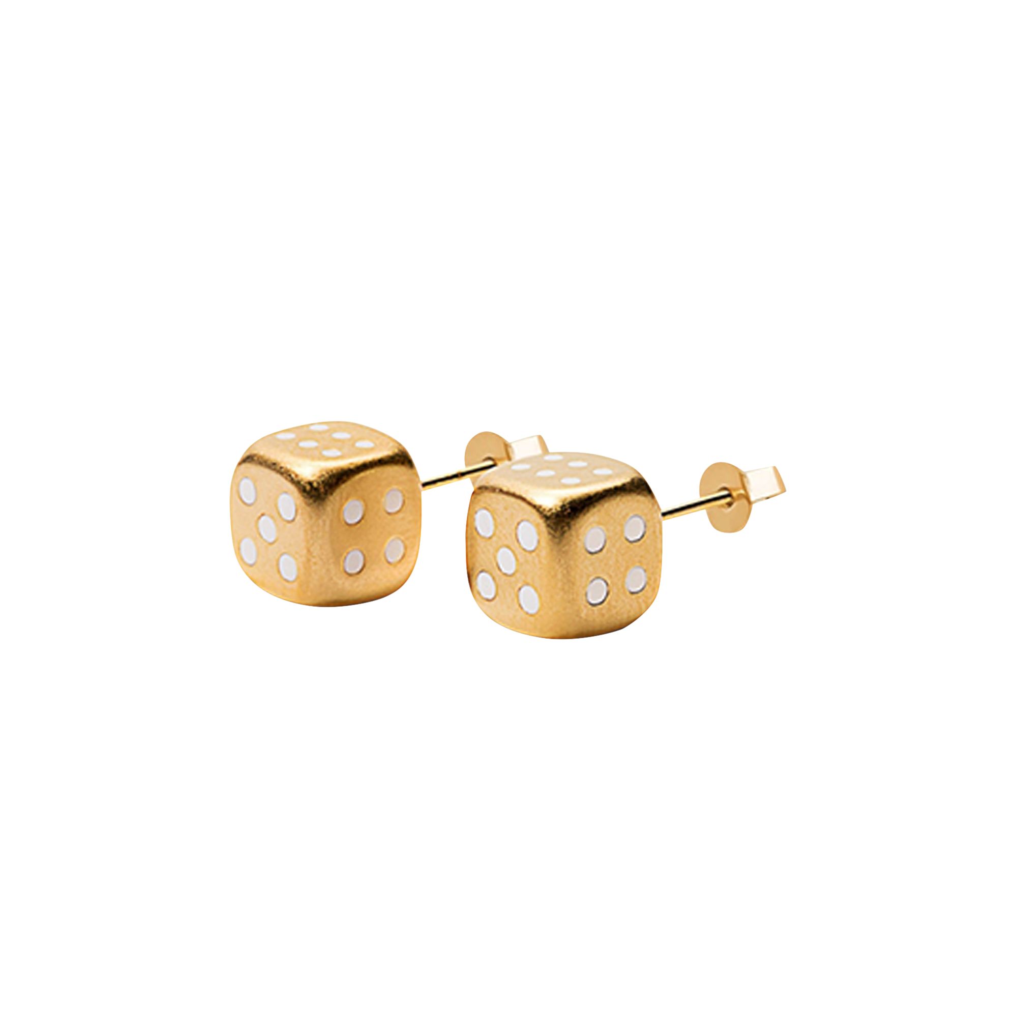 Pre-owned Veert The Dice Earring Pair 'yellow Gold' | Men's Size Onesize