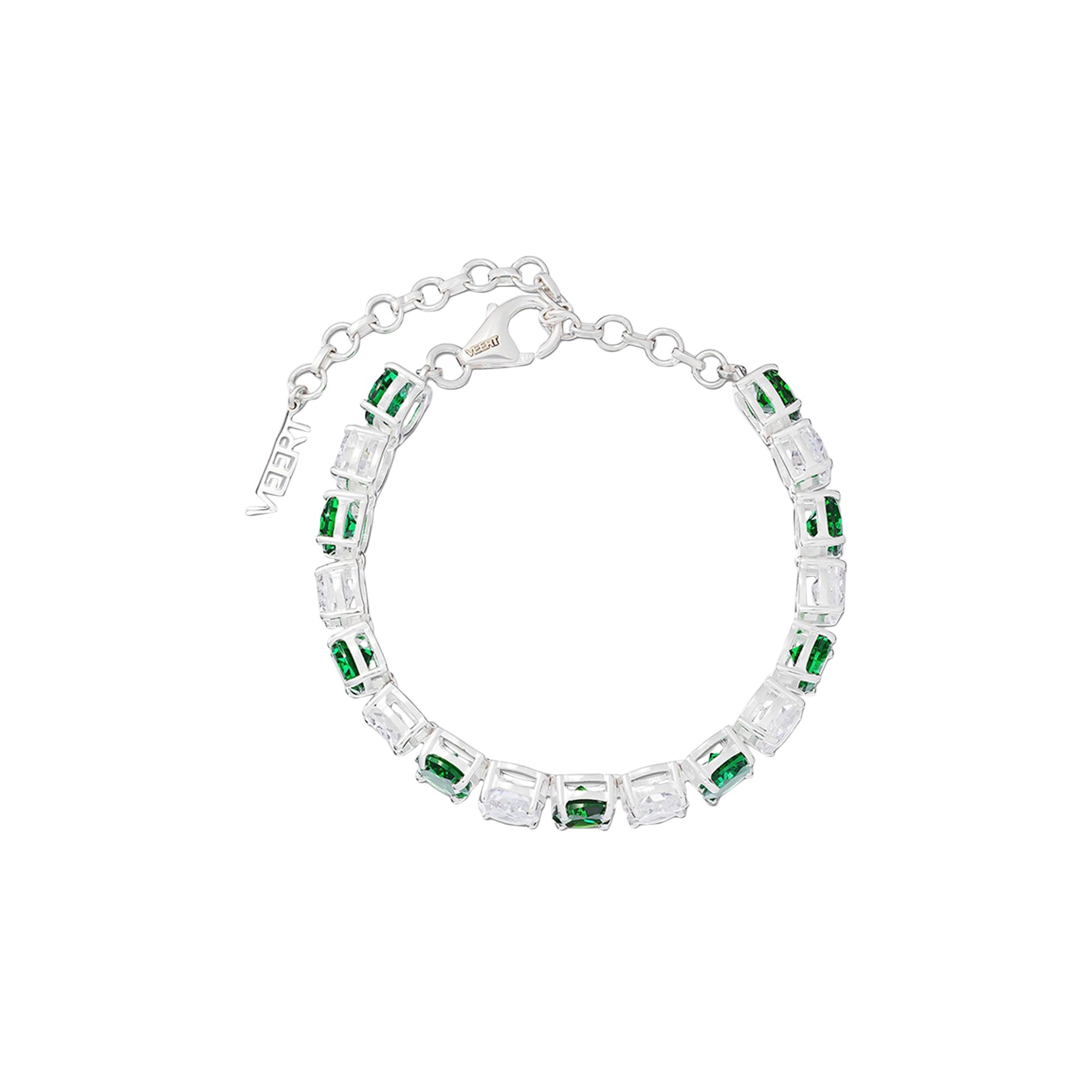 Pre-owned Veert The Clear And Green Tennis Bracelet 'white Gold' | Silver | Men's Size Onesize