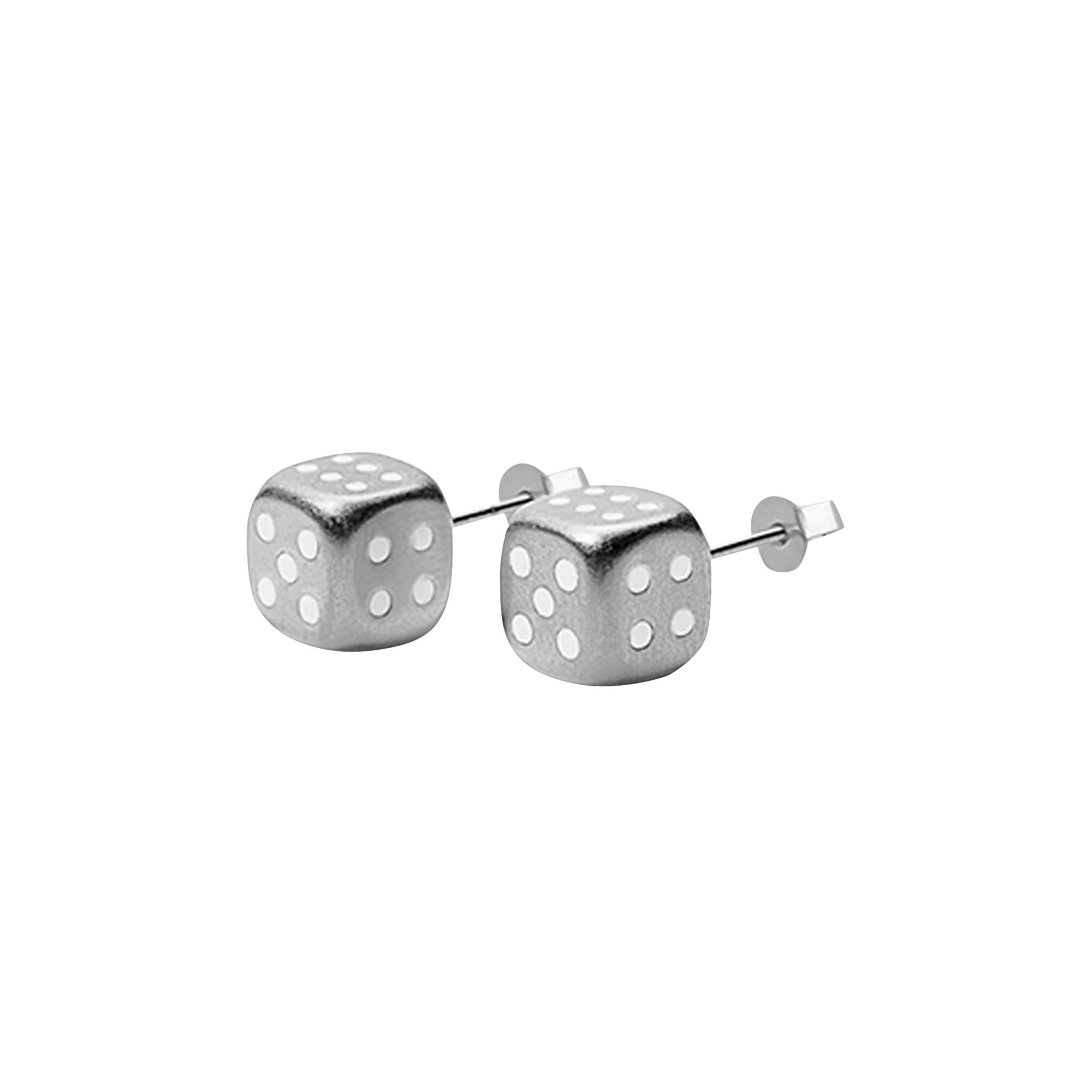Pre-owned Veert The Dice Earring Pair 'white Gold' | Silver | Men's Size Onesize