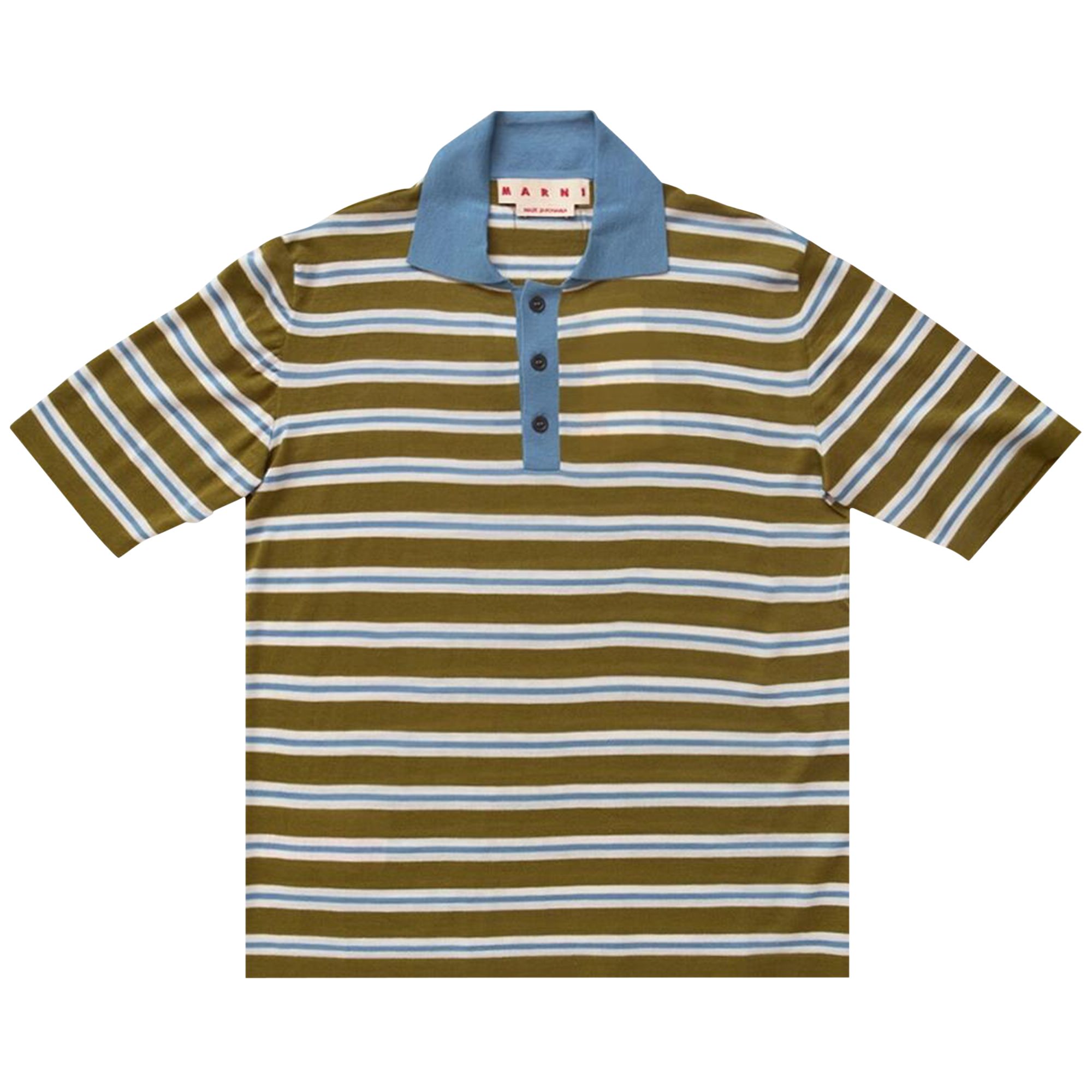 Pre-owned Marni Ribbed Stripe Polo 'grass' | Green | Men's Size 54