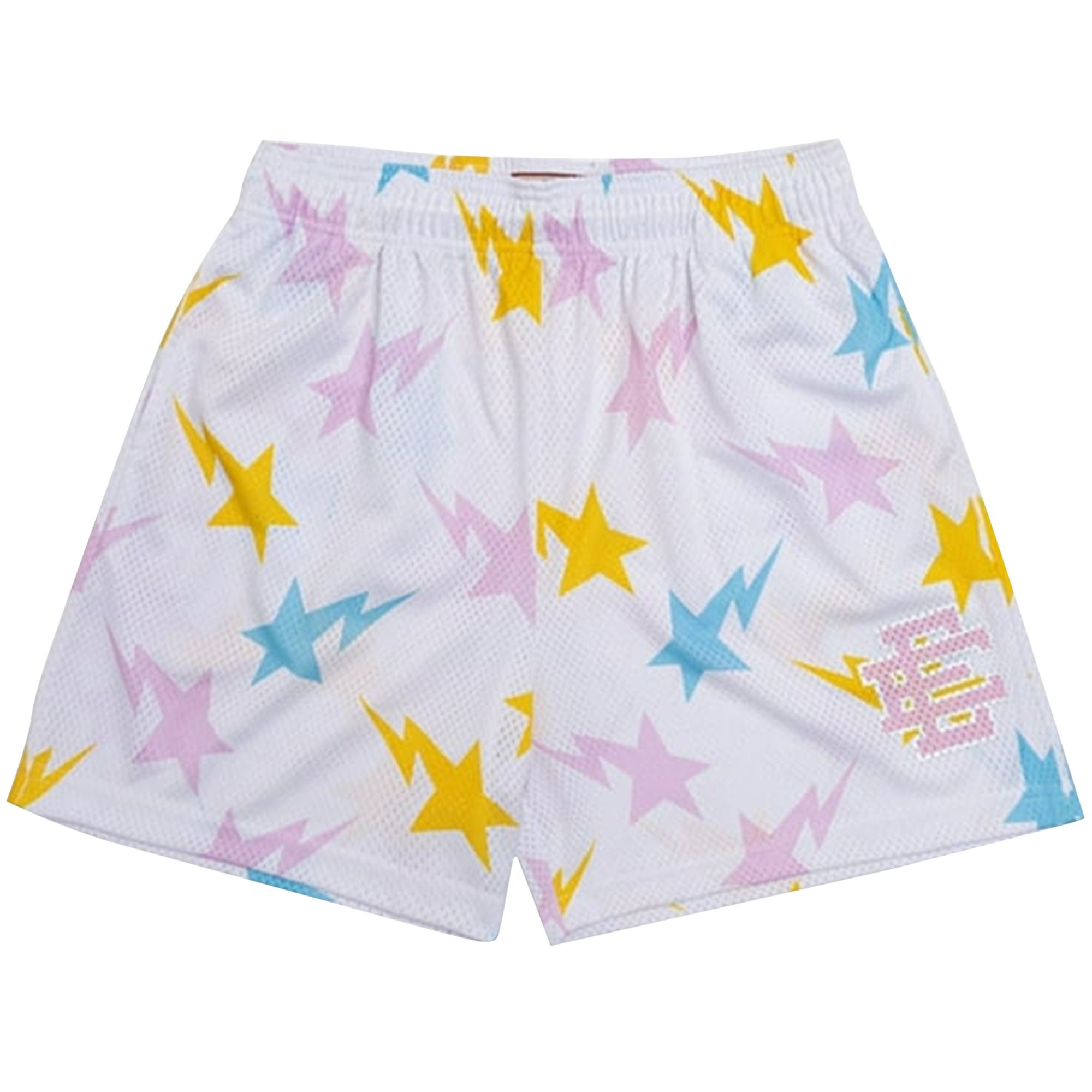 Pre-owned Eric Emanuel X Bape Ee Basic Short 'white/yellow/blue/pink' | Men's Size M