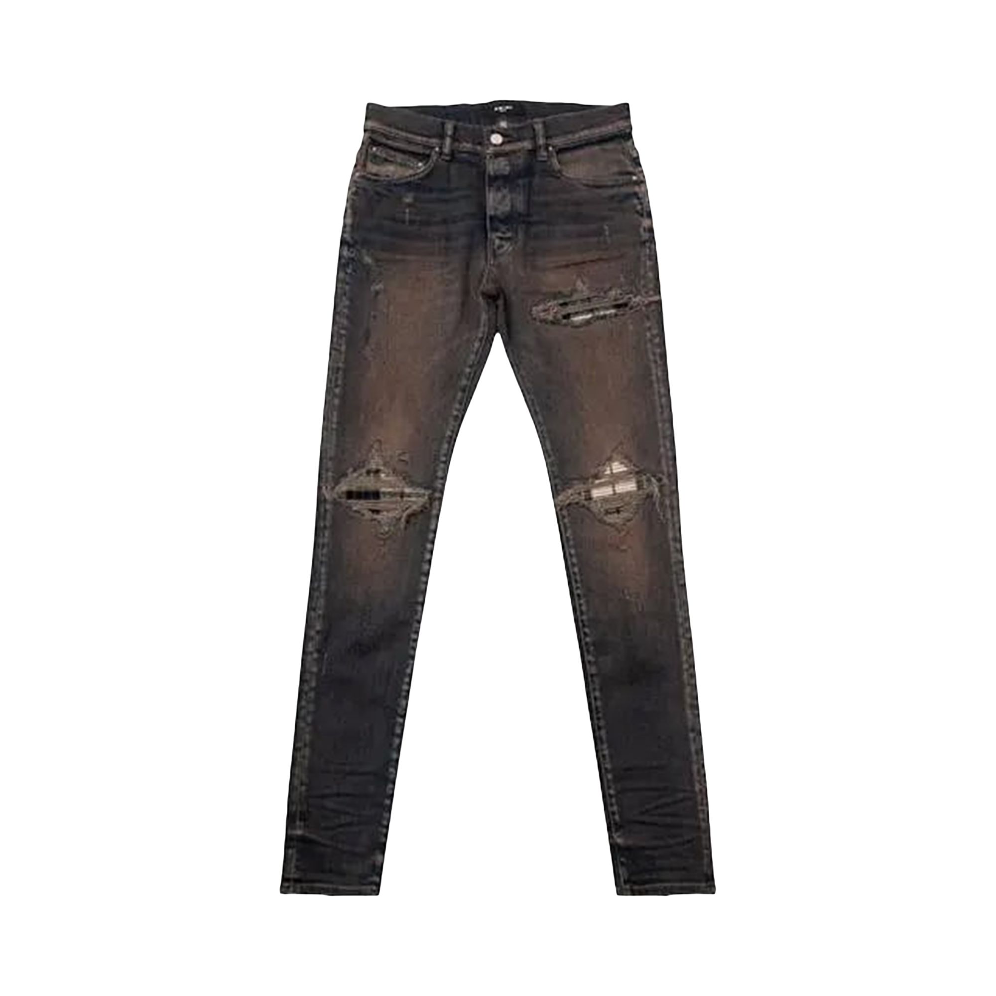 Pre-owned Amiri Mx1 Plaid Patch Dark Indigo Jeans 'black' | Men's Size 29