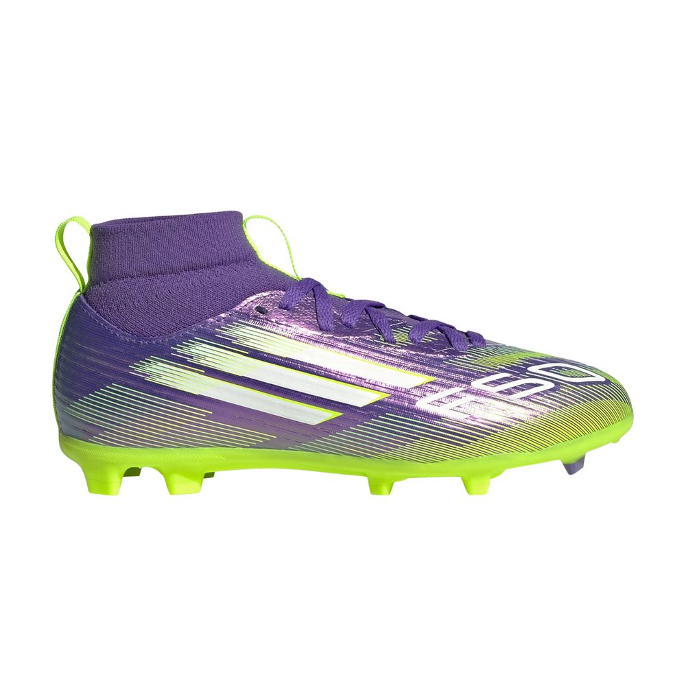 adidas Adizero F50 League Mid FG MG K 'Radiant Blaze Pack' | Purple | Kid's Size 4.5 - JI3547