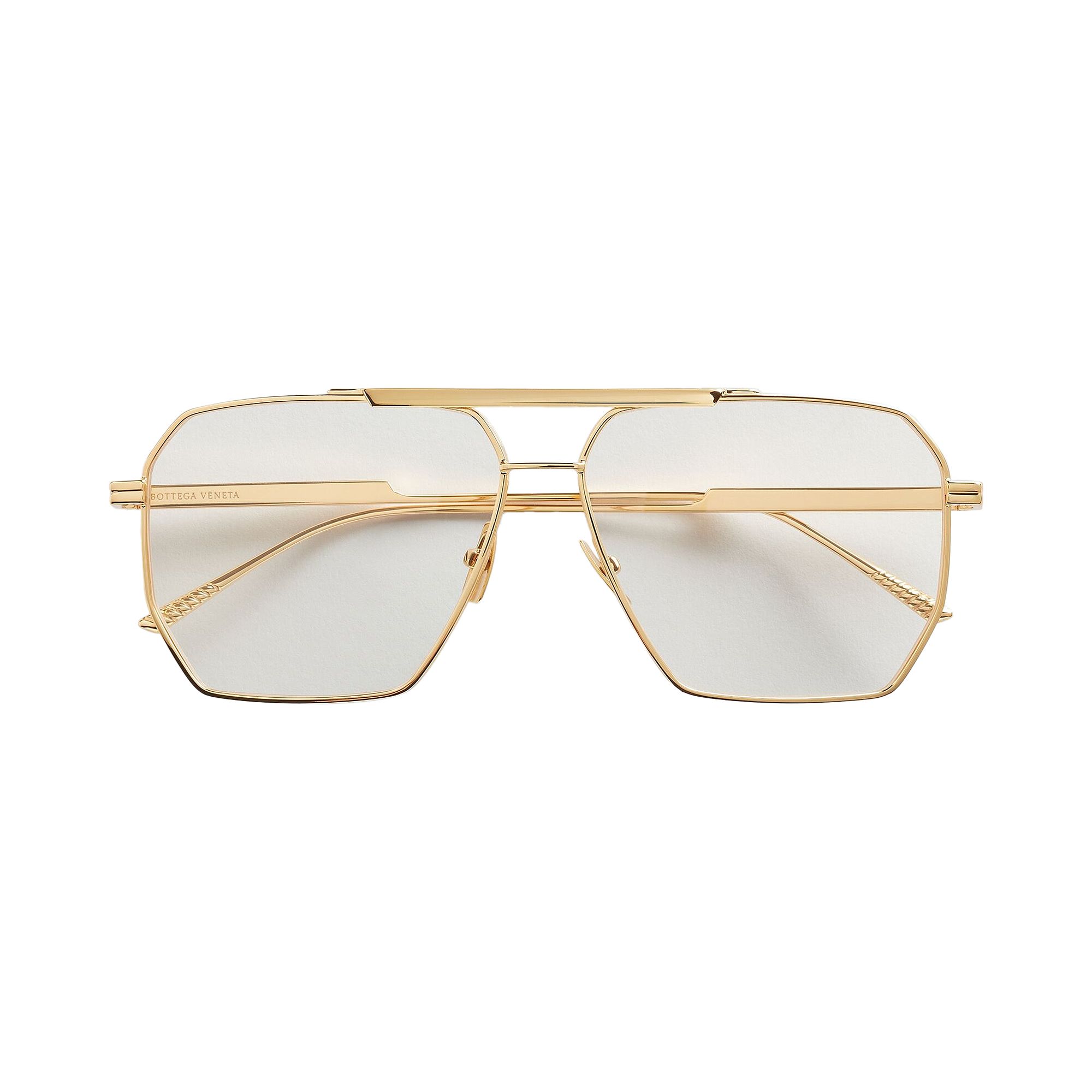 Pre-owned Bottega Veneta Geometric Aviator Glasses 'gold/transparent' | Women's Size Onesize