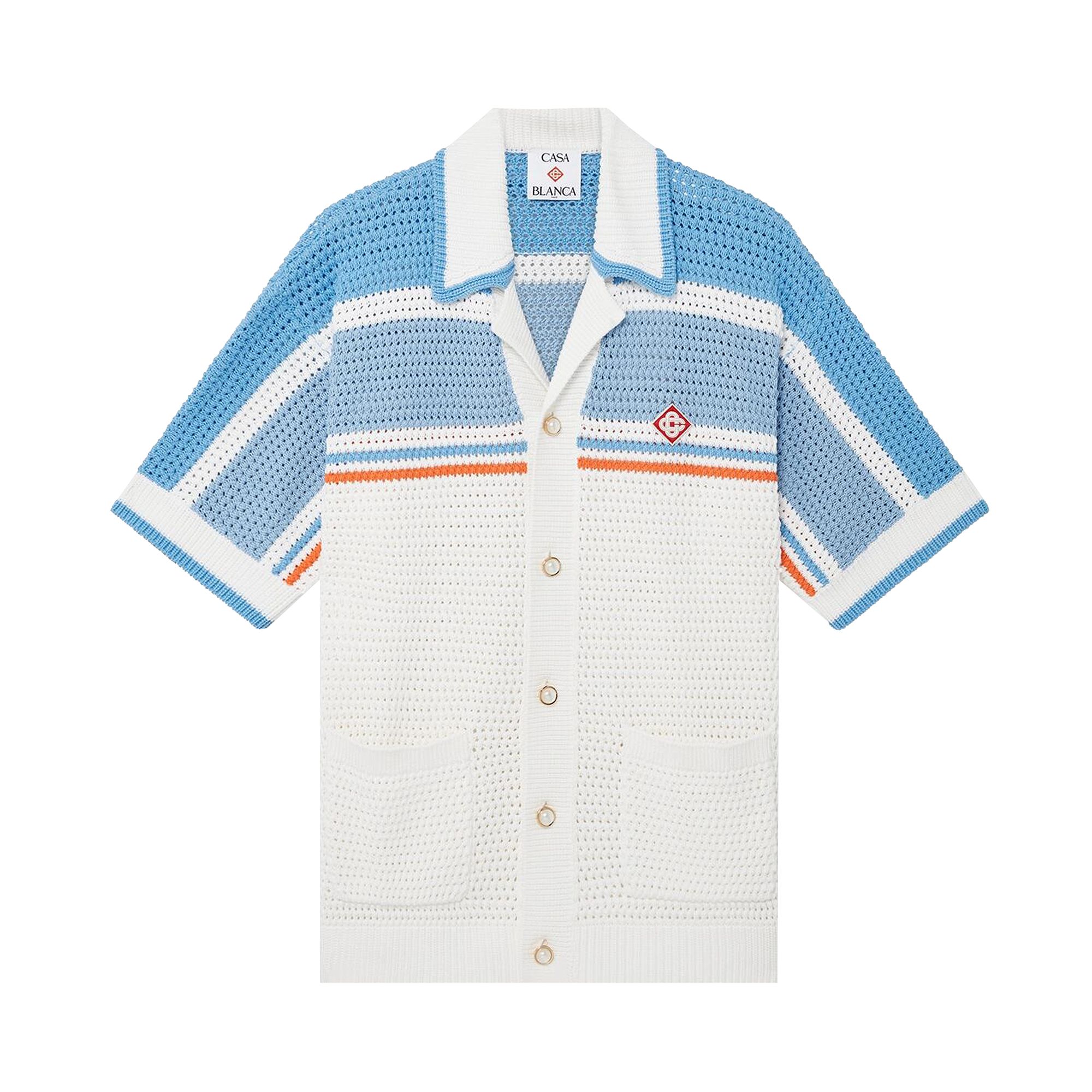 Pre-owned Casablanca Faux Crochet Shirt 'blue/multicolor' | Men's Size L