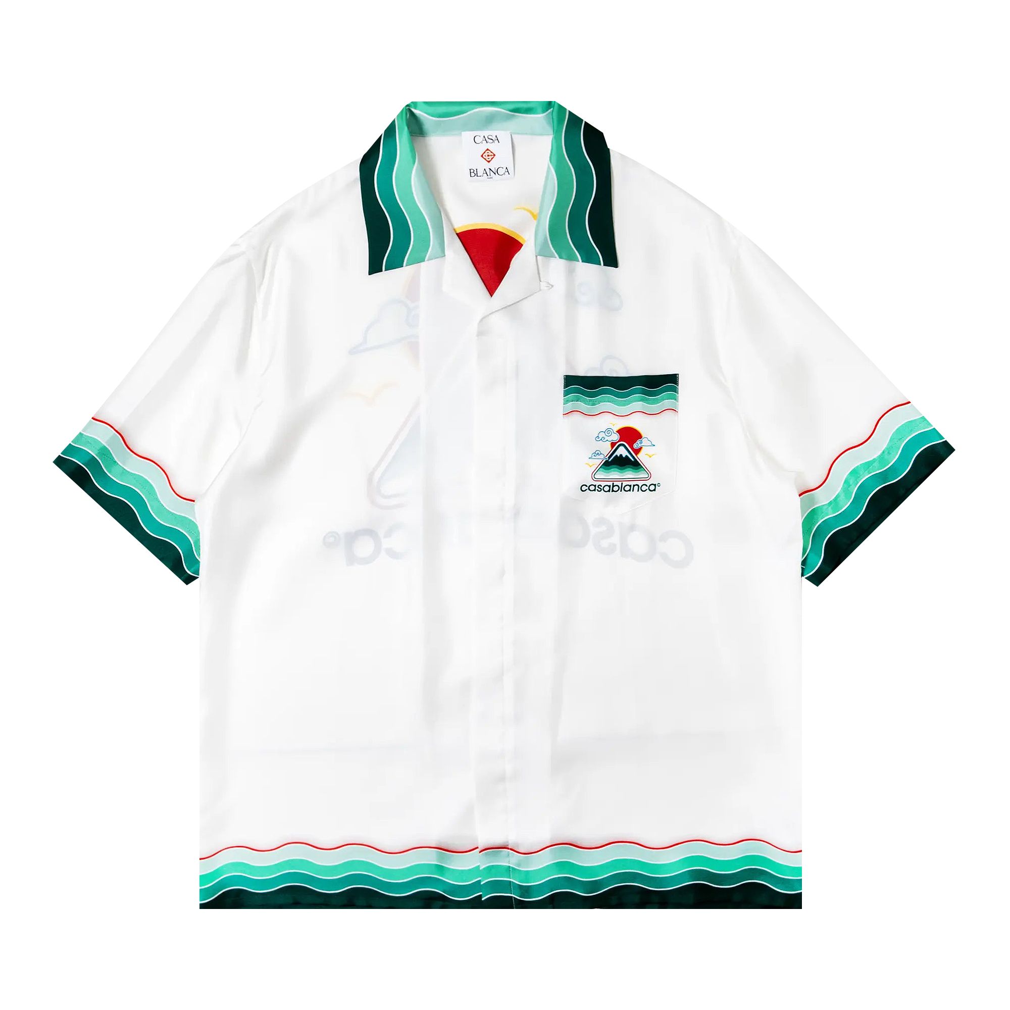 Pre-owned Casablanca Cuban Collar Short-sleeve Shirt 'montage Ondulee' | White | Men's Size M