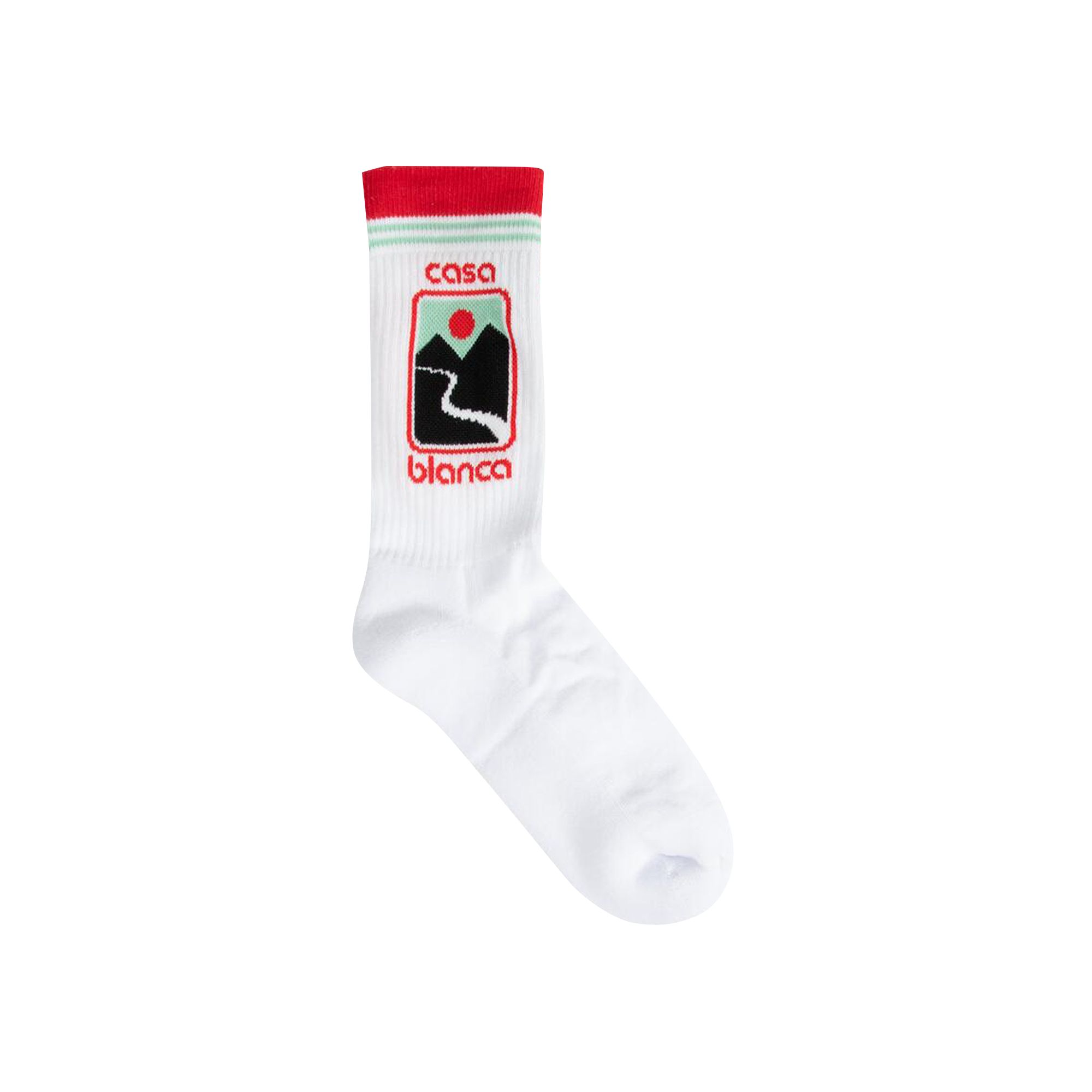 Pre-owned Casablanca Printed Sports Socks 'mountain Valley Sunset' | White | Men's Size S
