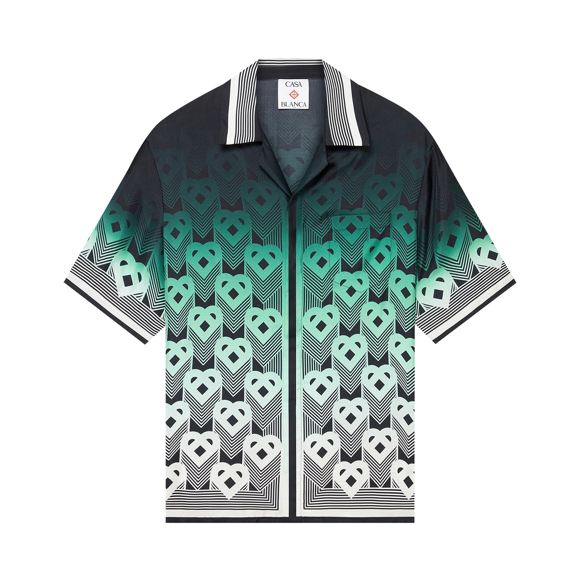 Pre-owned Casablanca Cuban Collar Short-sleeve Shirt 'monogram Gradient' | Blue | Men's Size Xl