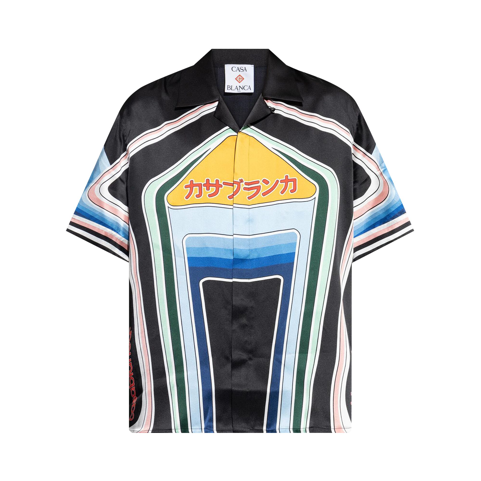 Pre-owned Casablanca Cuban Collar Short-sleeve Shirt 'graphic Mountain' | Black | Men's Size Xl