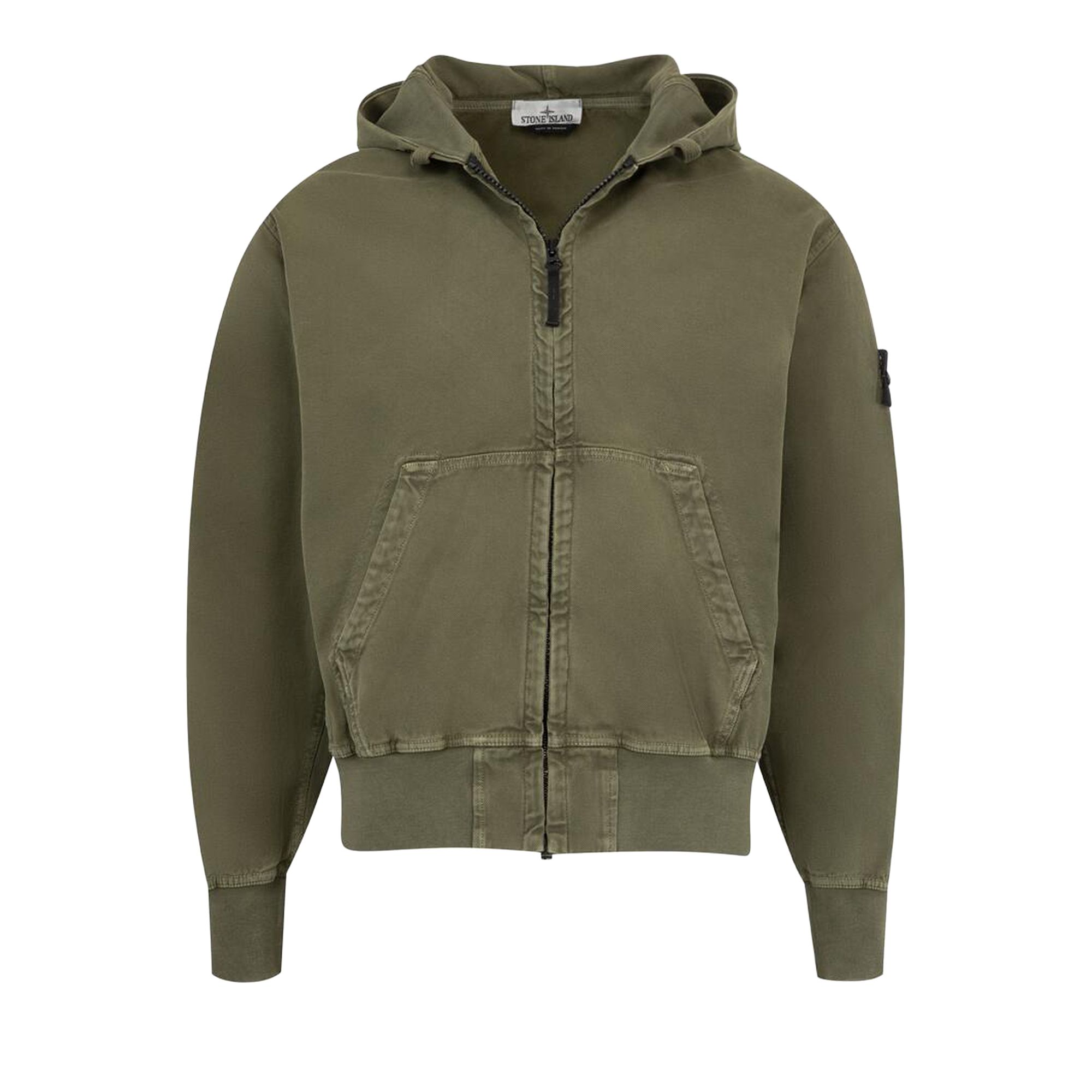 Pre-owned Stone Island Patch Logo Zip Hoodie 'military Green' | Men's Size M