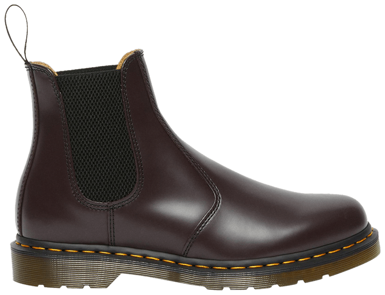 Dr Martens 2976 Yellow Stitch Smooth Leather Chelsea Boot Burgundy