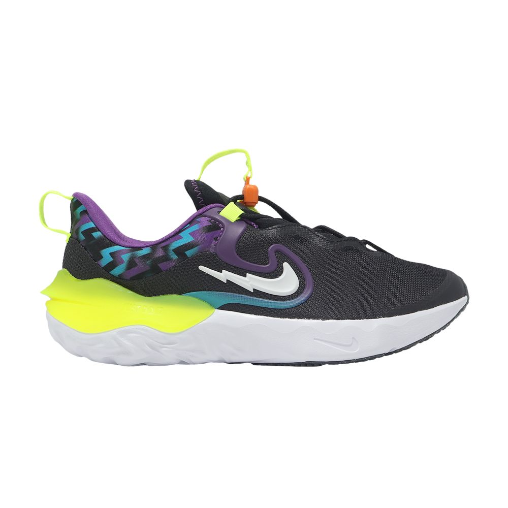 Pre-owned Nike Run Flow Se Gs 'black Teal Nebula Volt' | Kid's Size 5.5