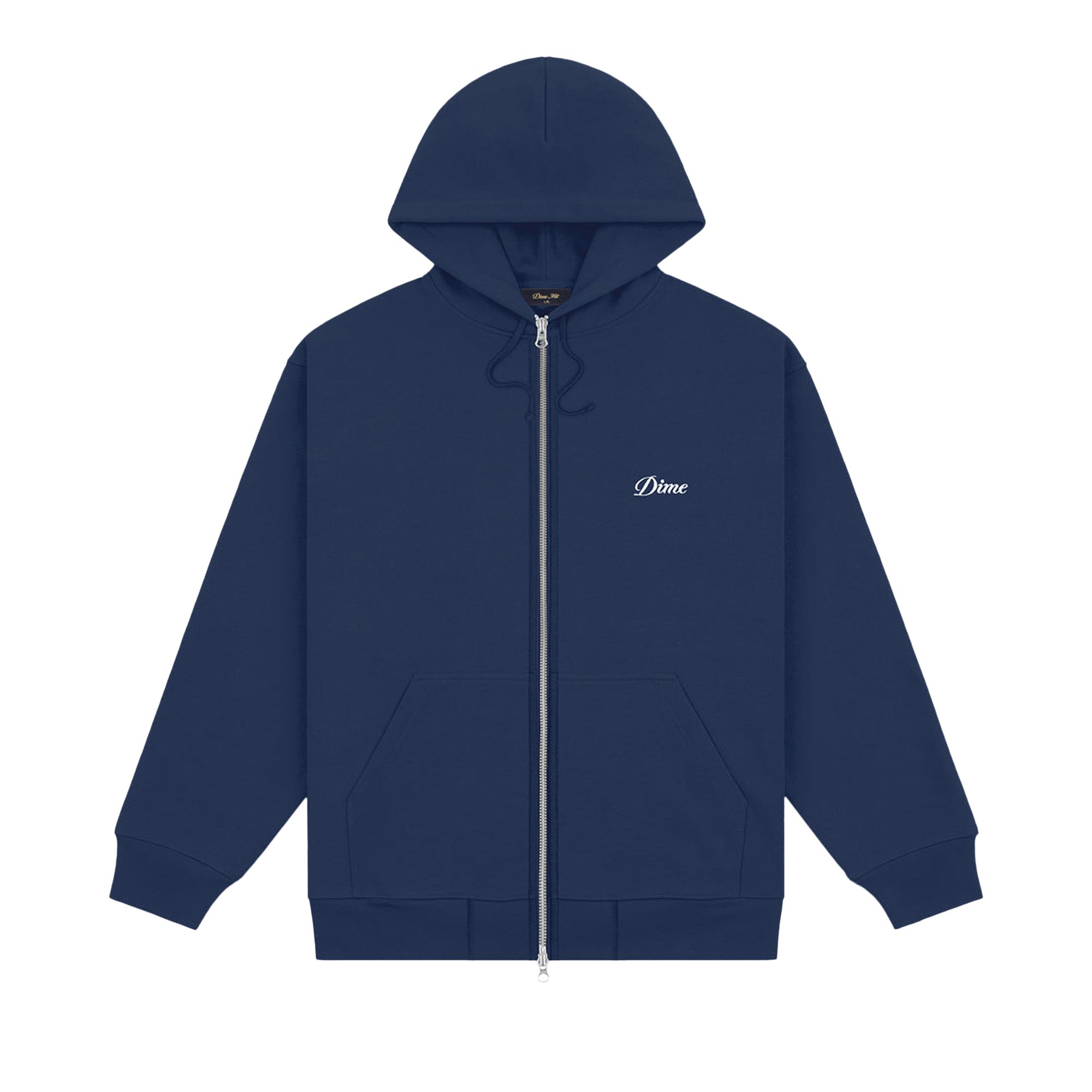 Pre-owned Dime Cursive Zip Hoodie 'navy' | Blue | Men's Size L