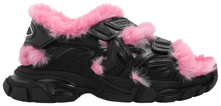 Balenciaga Wmns Track Sandal Black Pink Faux Fur