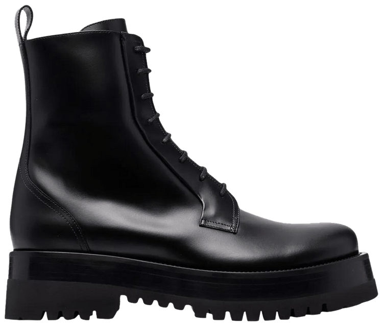 Valentino Ankle Length Lace Up Combat Boot Black