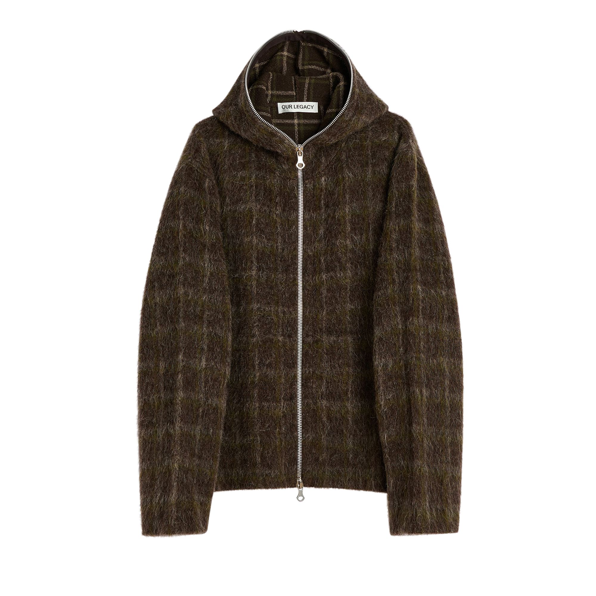 Pre-owned Our Legacy Full Zip Hoodie 'dorf Check' | Brown | Men's Size 52