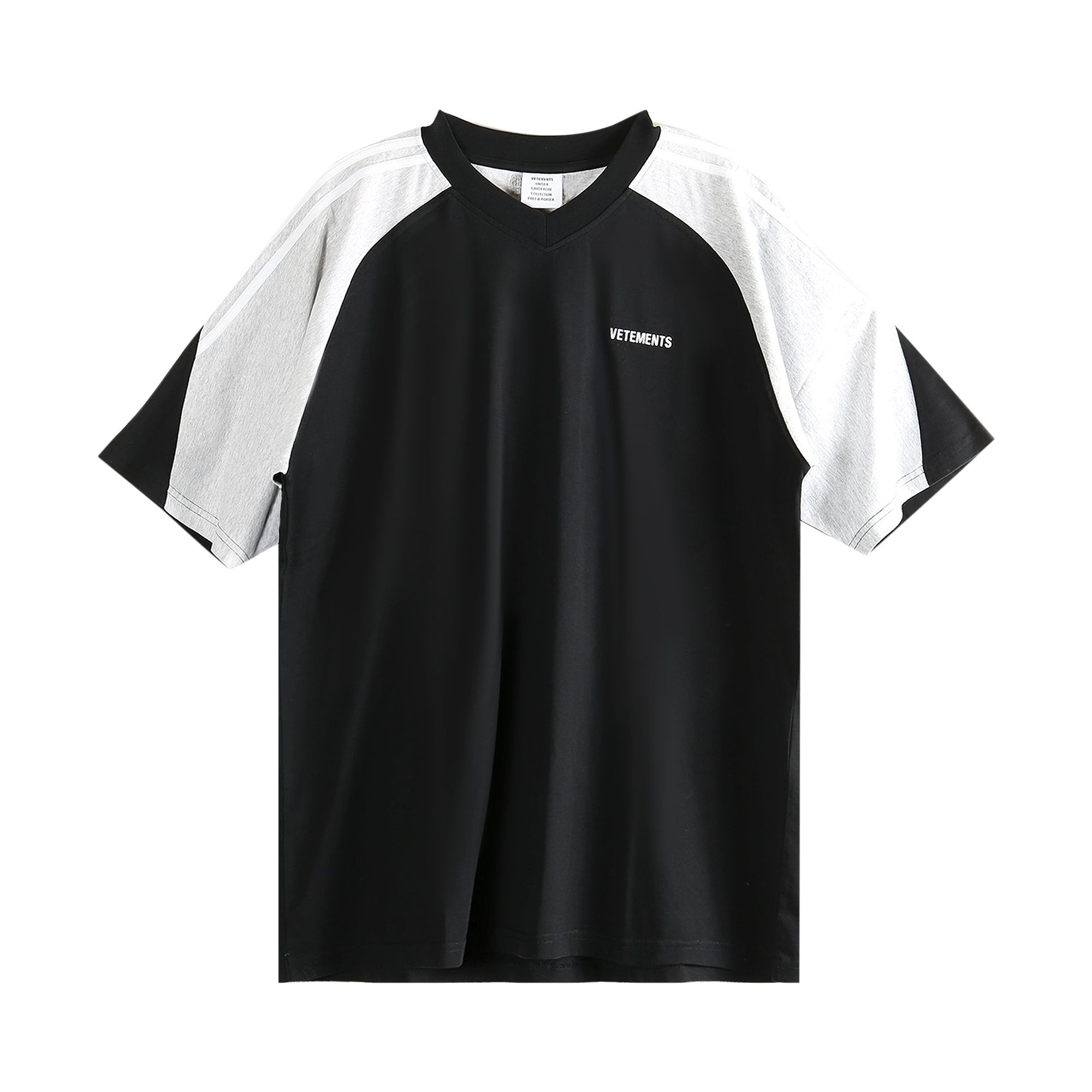 Pre-owned Vetements Cut-up V-neck T-shirt 'black/gey Melange' | Men's Size S