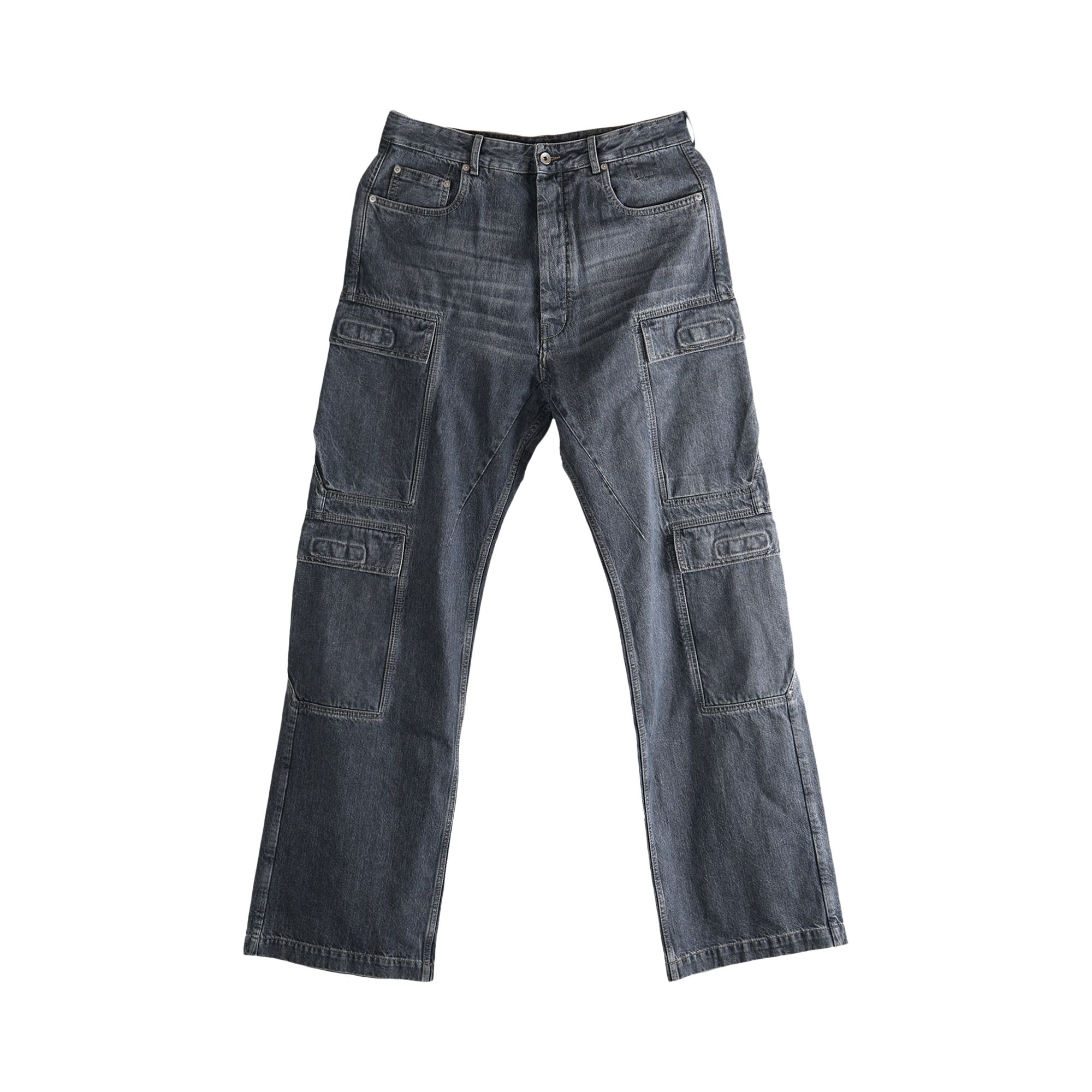 Pre-owned Rick Owens Denim Double Cargo Jeans 'washed Grey' | Men's Size 33 In Gray