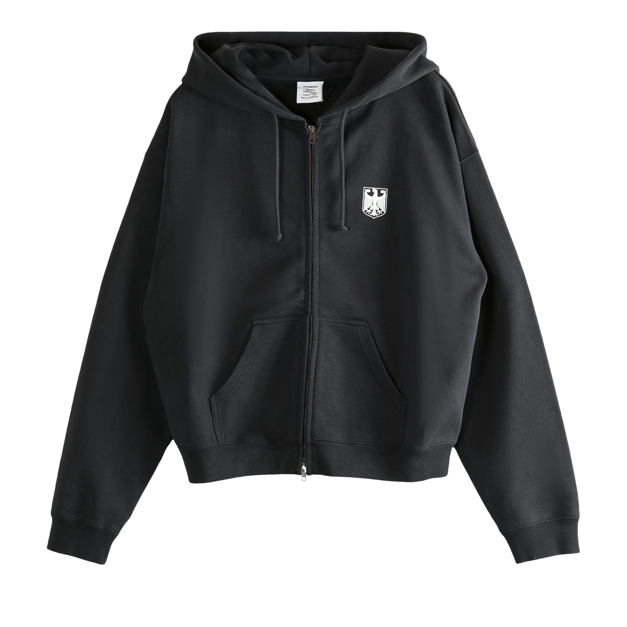 Pre-owned Vetements Polizei Fitted Zip-up Hoodie 'washed Black' | Men's Size S