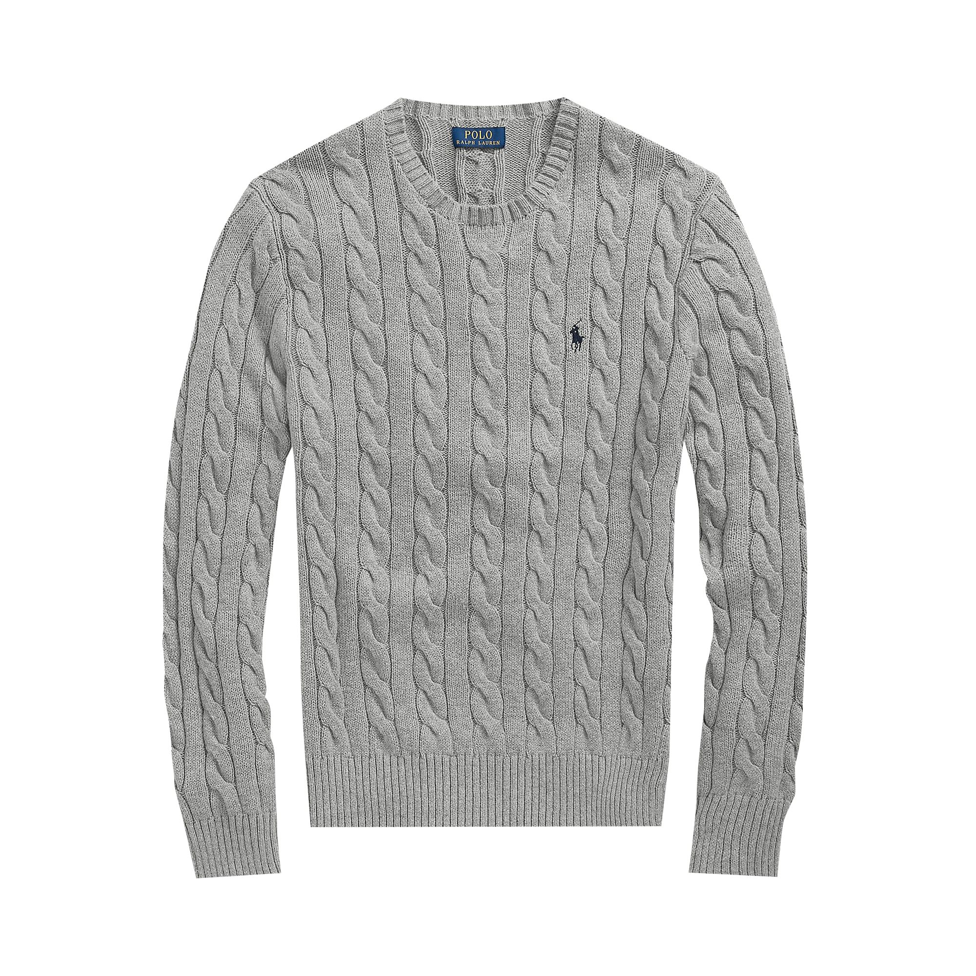 Pre-owned Polo Ralph Lauren Long-sleeve Pullover 'fawn Grey Heather' | Men's Size L In Gray