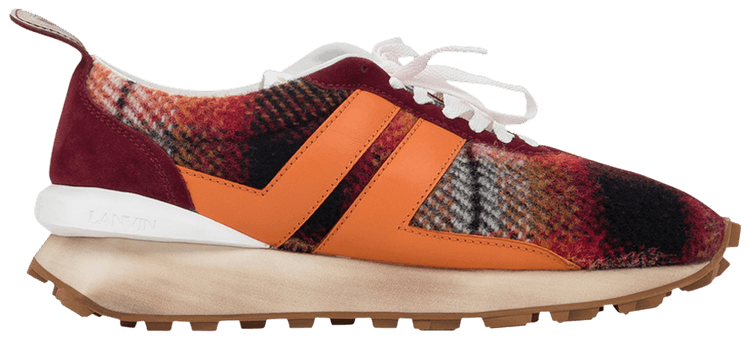 Lanvin Bumpr Sneaker Rouge Orange Check Wool