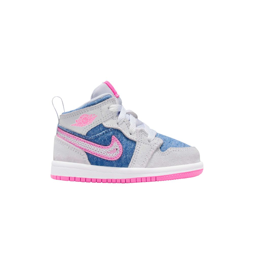 Air Jordan 1 Mid SE TD 'Denim Sequin' | Blue | Infant Size 3 - HQ2000-400