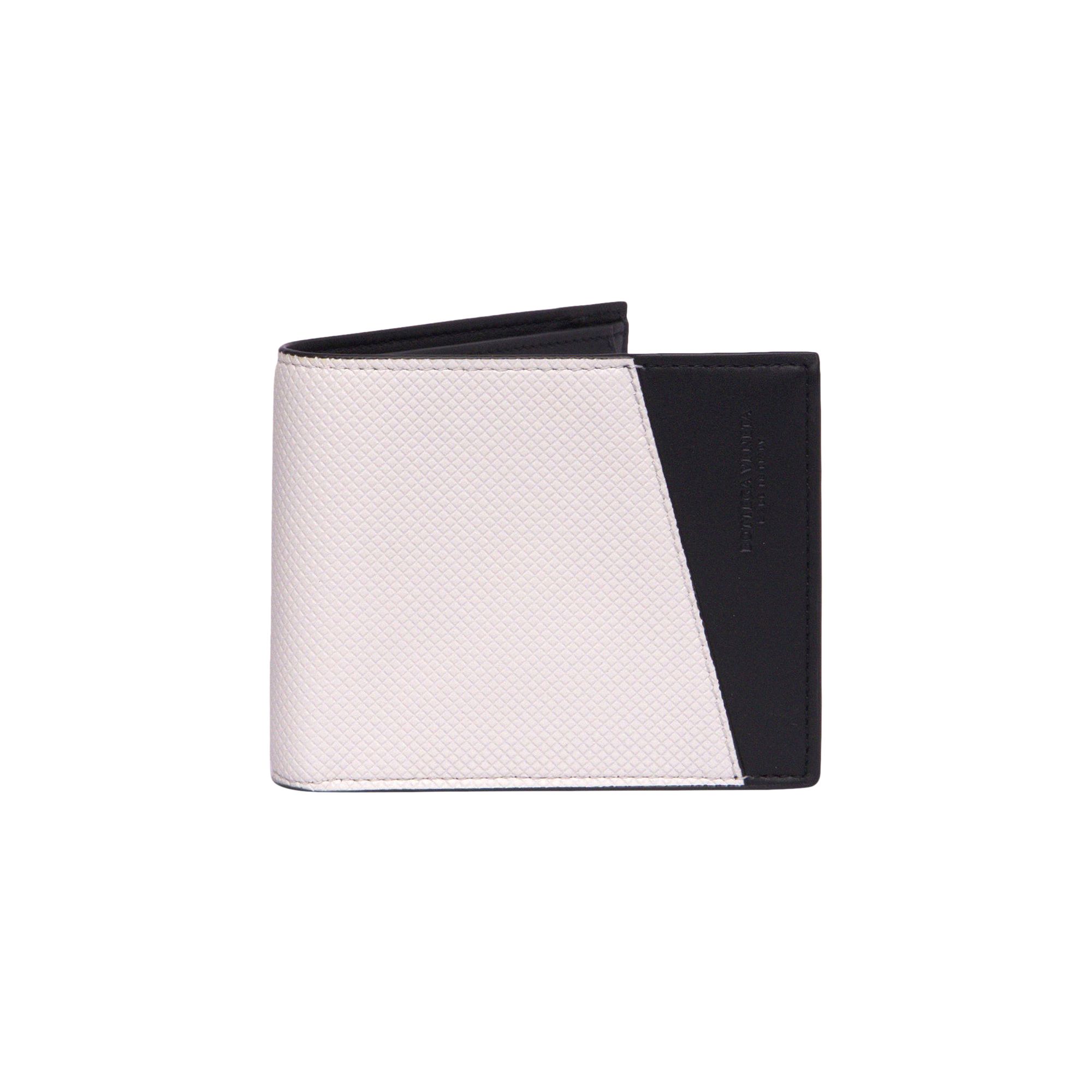 Pre-owned Bottega Veneta Logo Embossed Two Tone Bi-fold Wallet 'white/black' | Men's Size Onesize