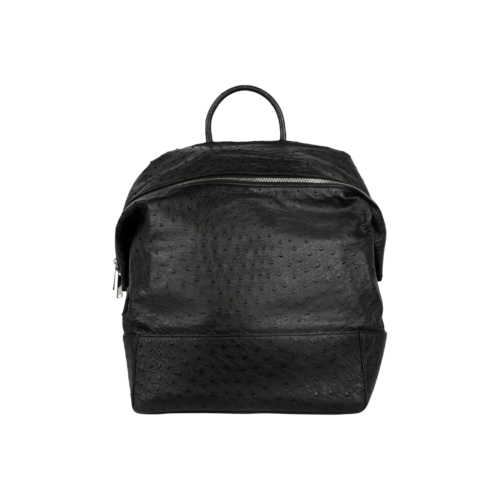 Pre-owned Bottega Veneta Ostrich Leather Outlet Backpack 'black' | Men's Size Onesize