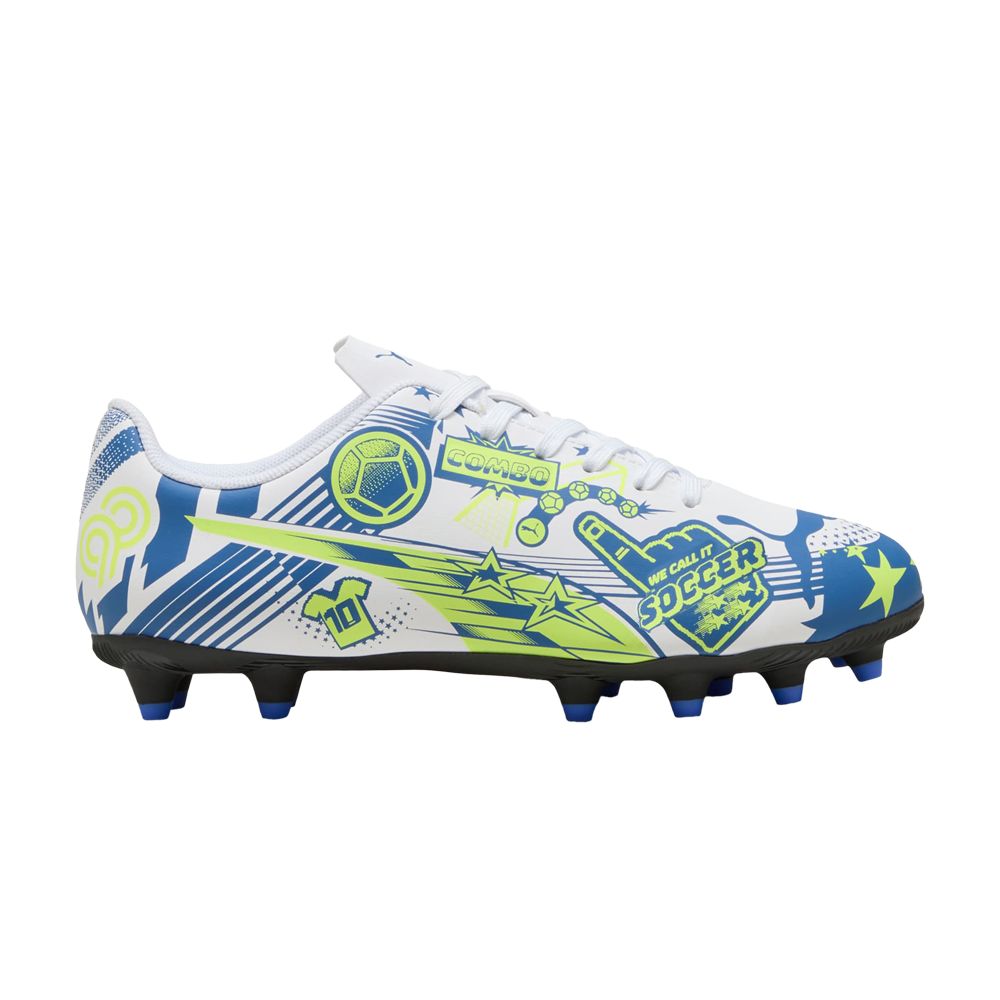Puma Christian Pulisic x Ultra Legacy FG/AG Big Kid 'Allover Print - Lake Blue Yellow Alert' | Kid's Size 3.5 - 108775-02