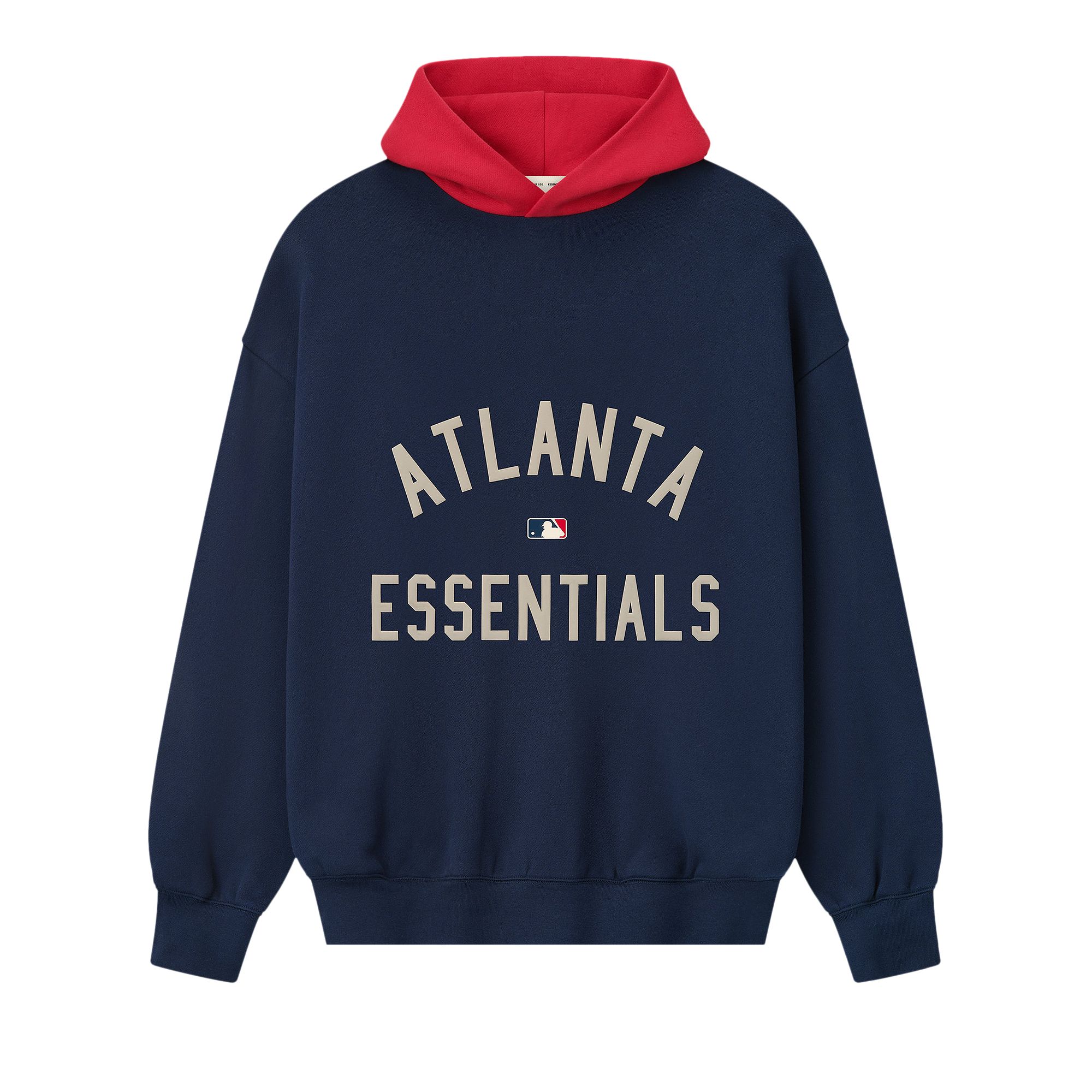Pre-owned Essentials Fear Of God Braves Hoodie 'navy/red' | Blue | Men's Size M