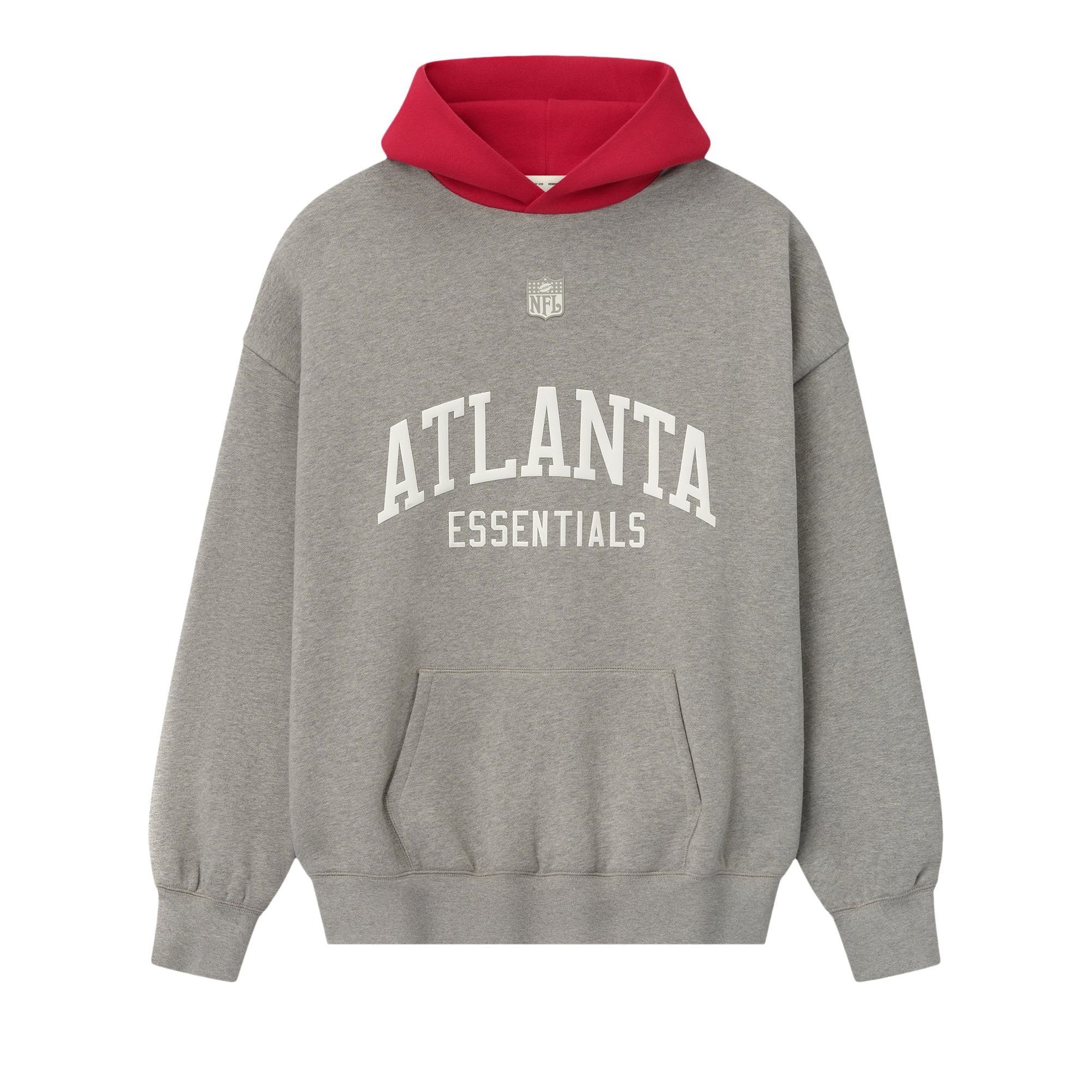 Pre-owned Essentials Fear Of God Falcons Hoodie 'dark Heather/red' | Grey | Men's Size L In Gray