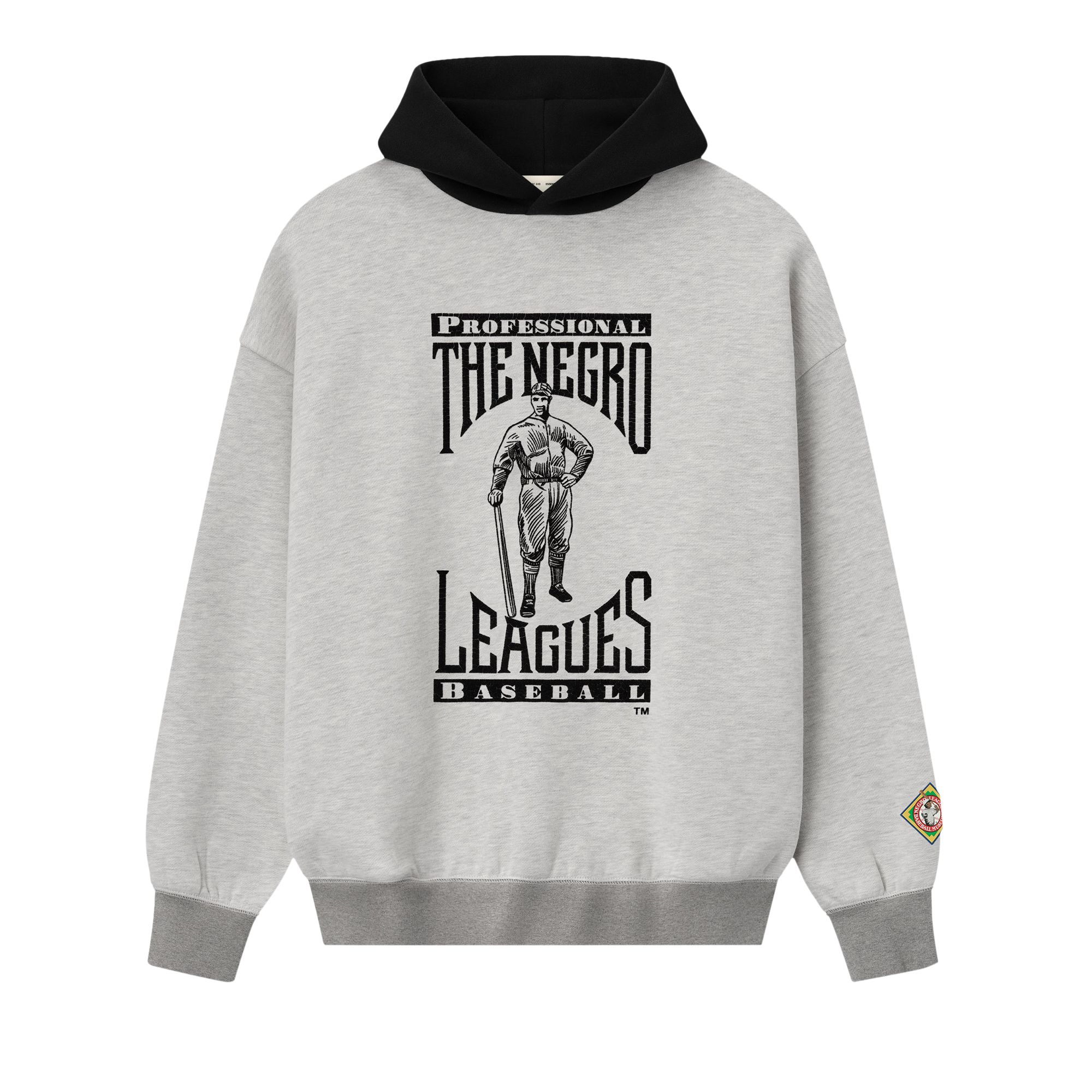 Pre-owned Essentials Fear Of God The Negro Leagues Hoodie 'light Heather/black' | White | Men's Size M