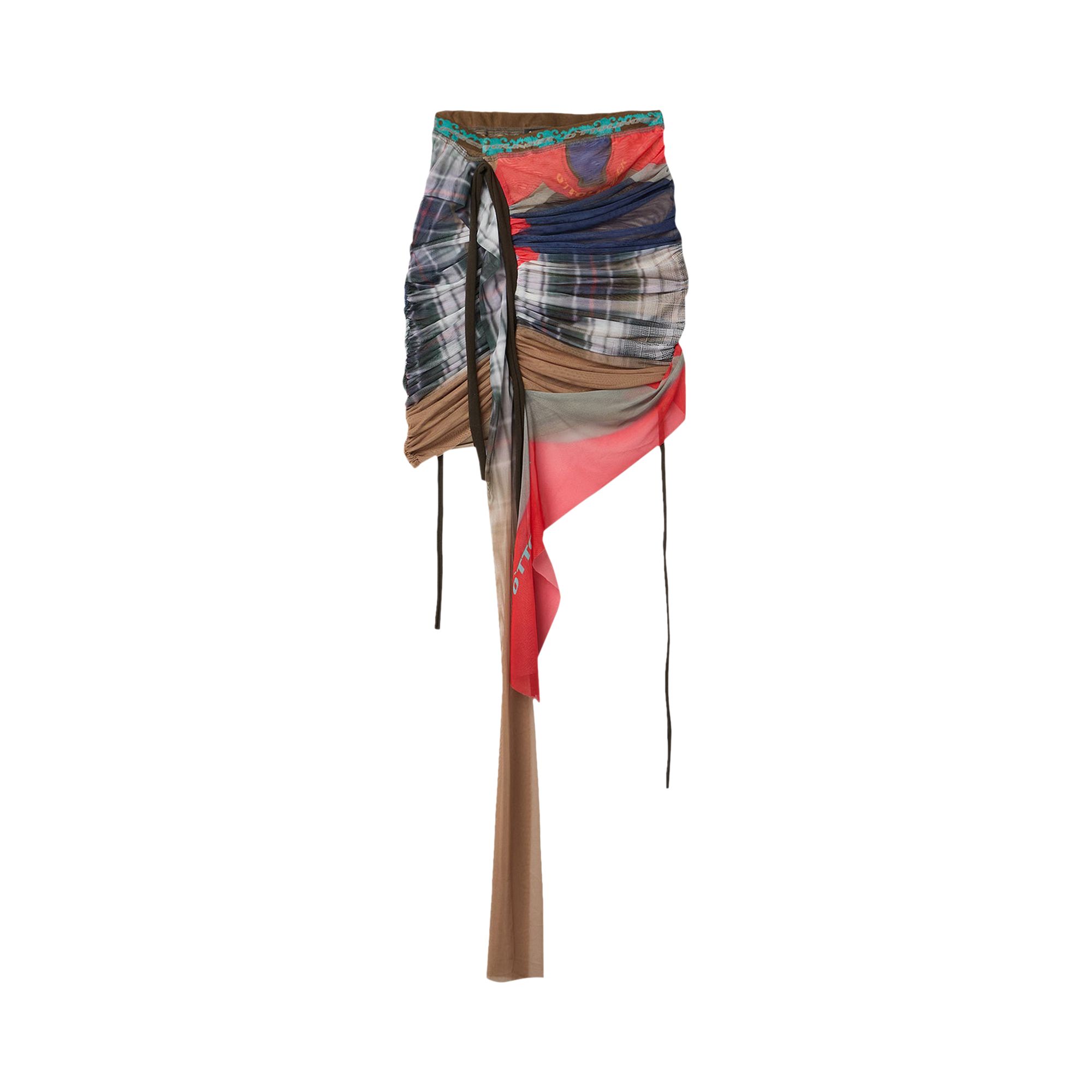 Pre-owned Ottolinger Mesh Skirt 'surf Plaid Blue' | Women's Size M