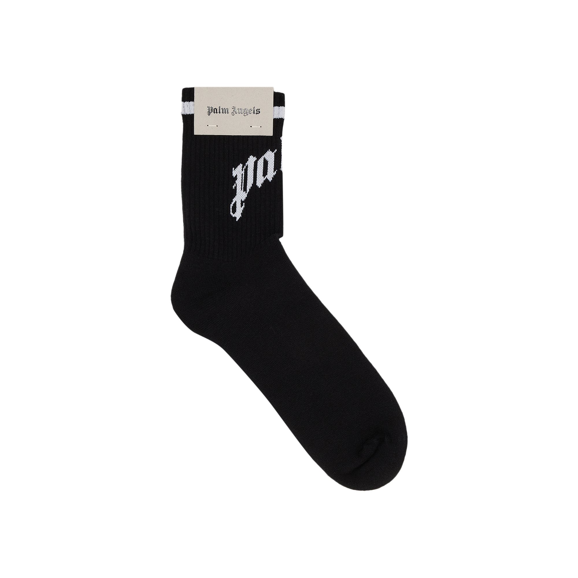 Pre-owned Palm Angels Curved Logo Track Socks 'black/off White' | Men's Size S/m