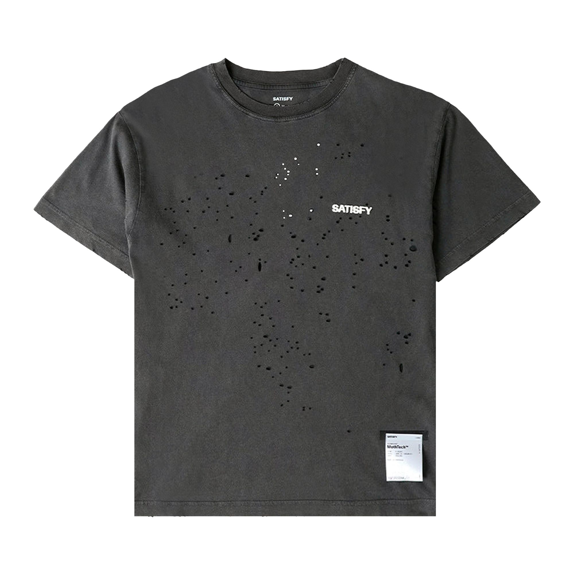 Pre-owned Satisfy Mothtech Basic Logo T-shirt 'aged Black' | Men's Size Xl