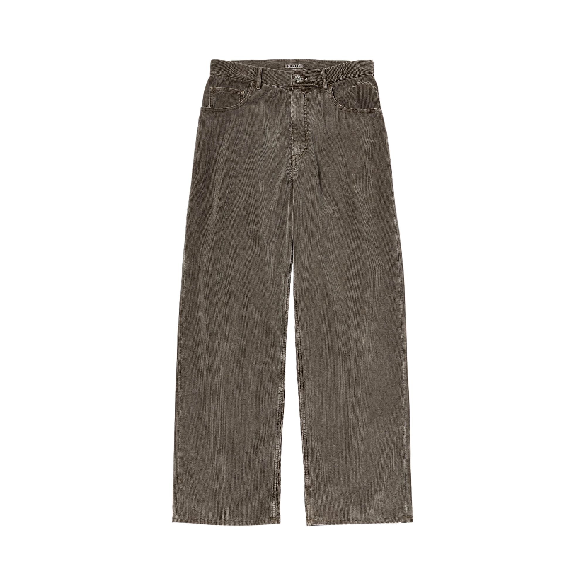 Pre-owned Auralee Pigment Dyed Finx Corduroy Wide 5 Pocket Pants 'olive Brown' | Green | Men's Size 4