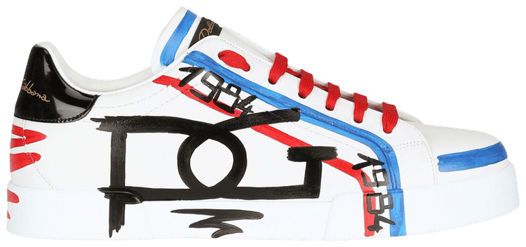 Dolce  Gabbana Portofino White Blue Red Hand Painted