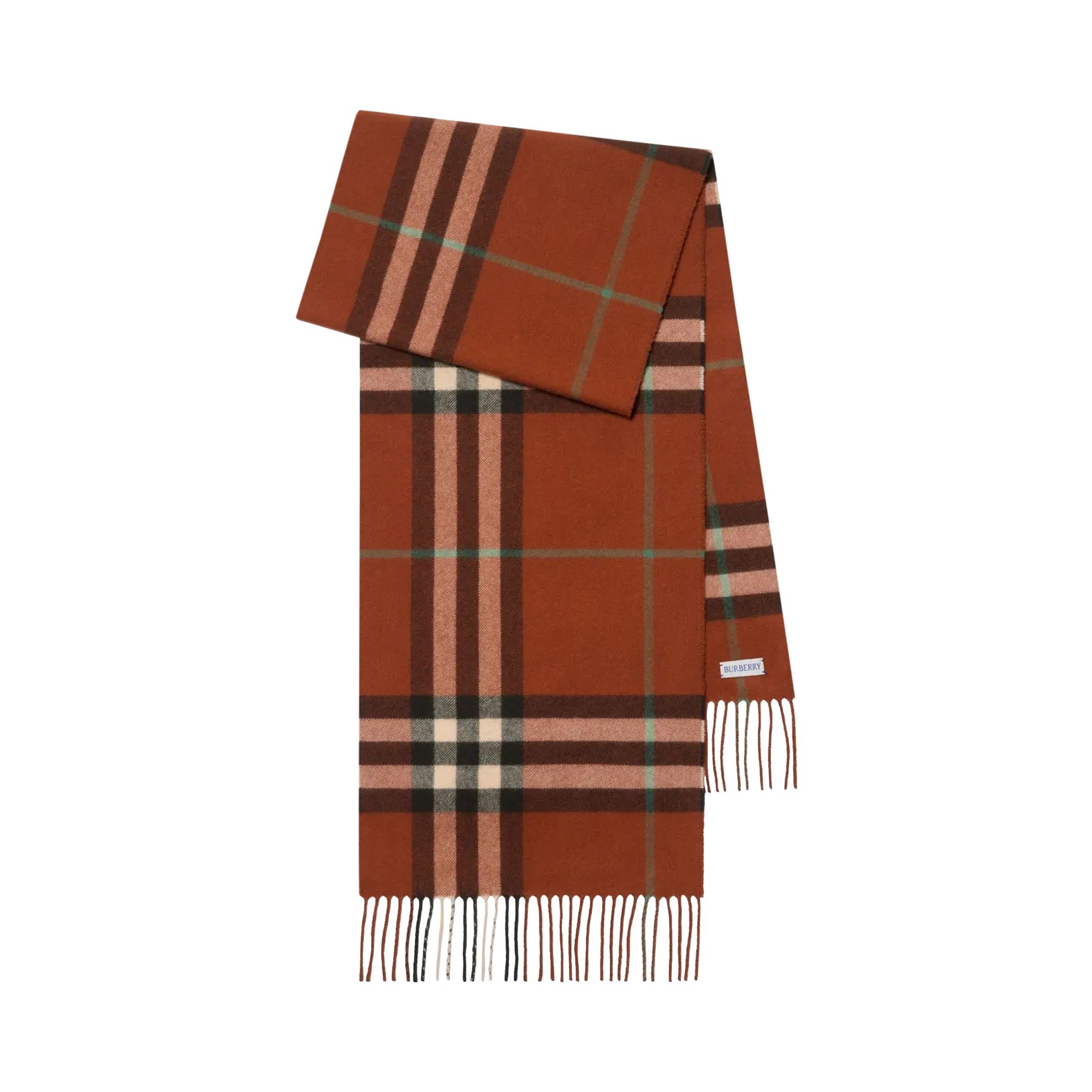 Pre-owned Burberry Check Cashmere Scarf 'brick' | Orange | Women's Size Onesize