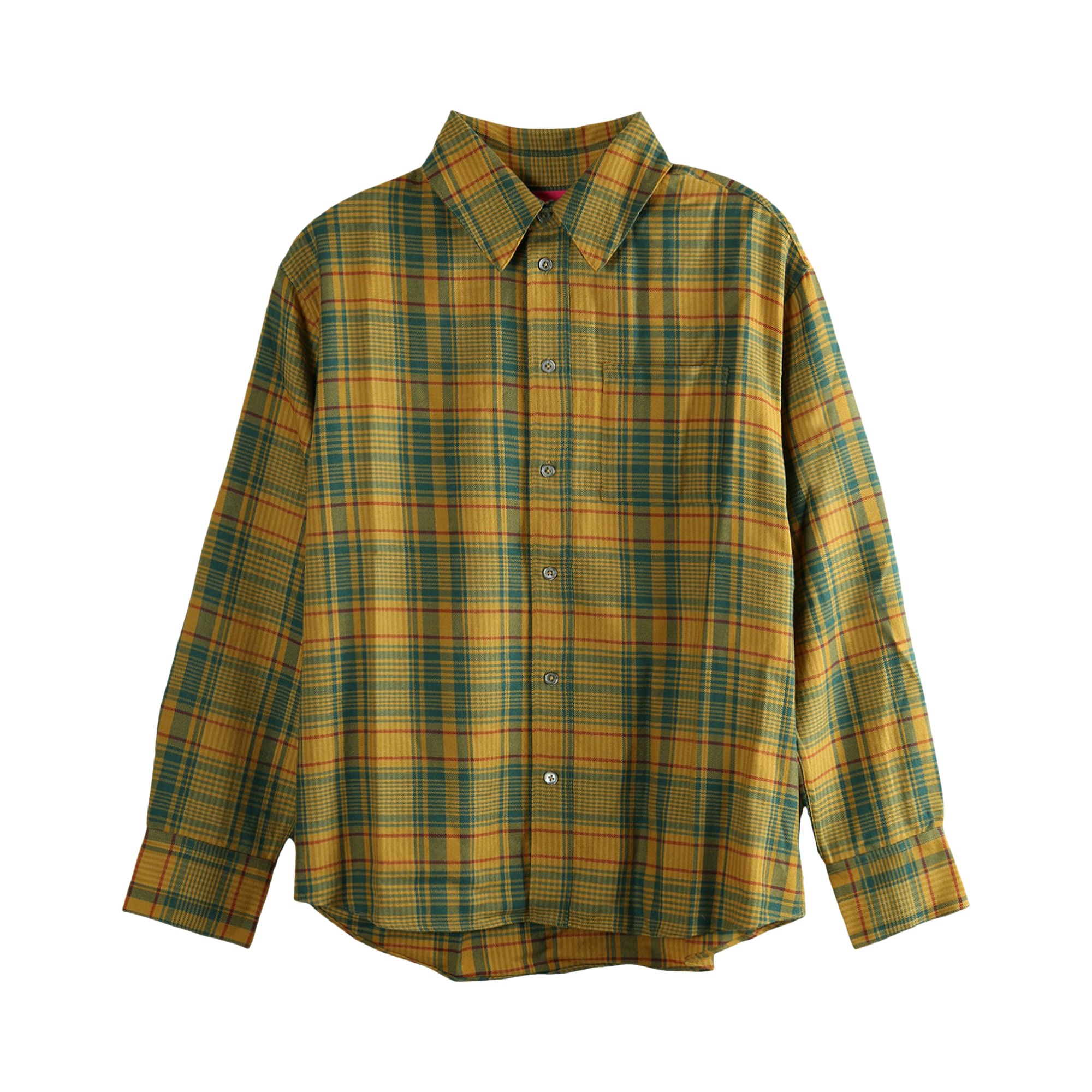 Pre-owned The Elder Statesman Plaid Pashmina Big Shirt 'sunshine' | Tan | Men's Size L In Brown